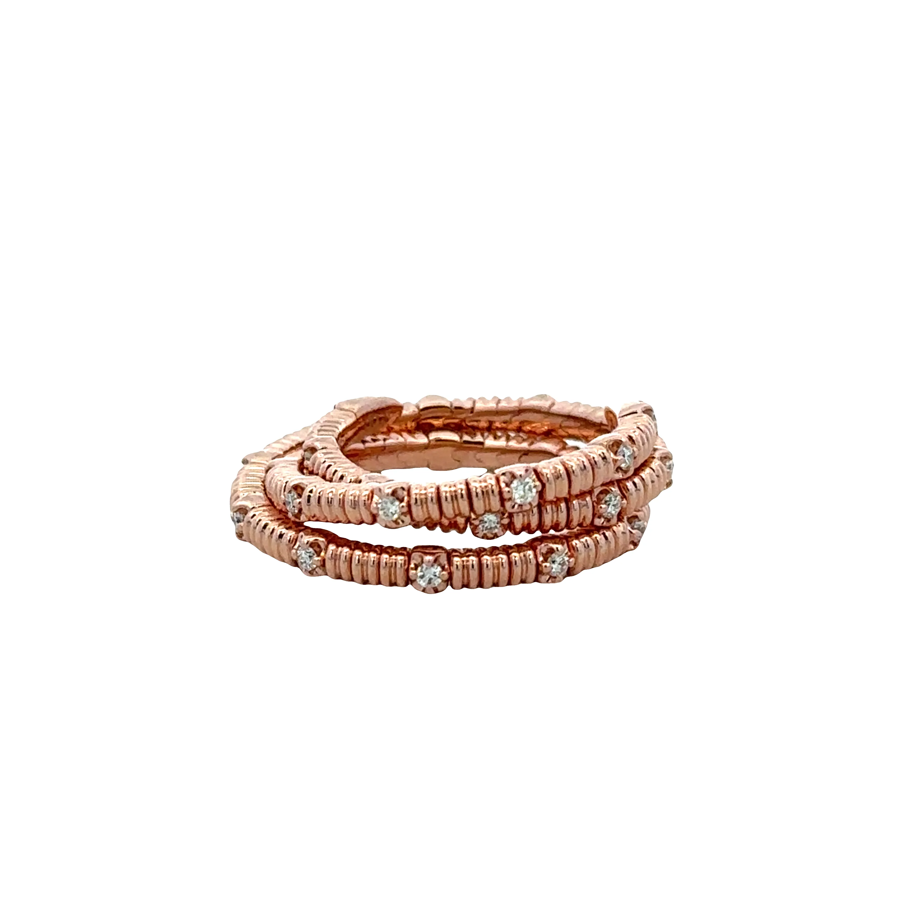 14k Rose Gold Diamond Flexible Coiled Band – Size 6.5–8.5 - Image 2