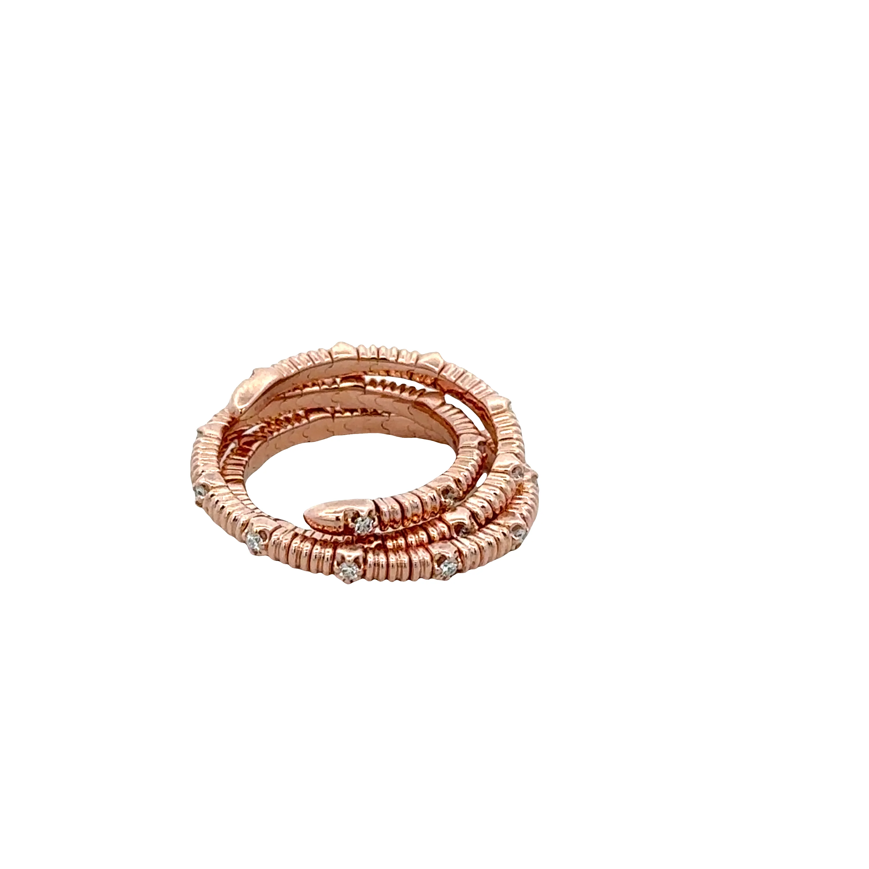 14k Rose Gold Diamond Flexible Coiled Band – Size 6.5–8.5 - Image 3