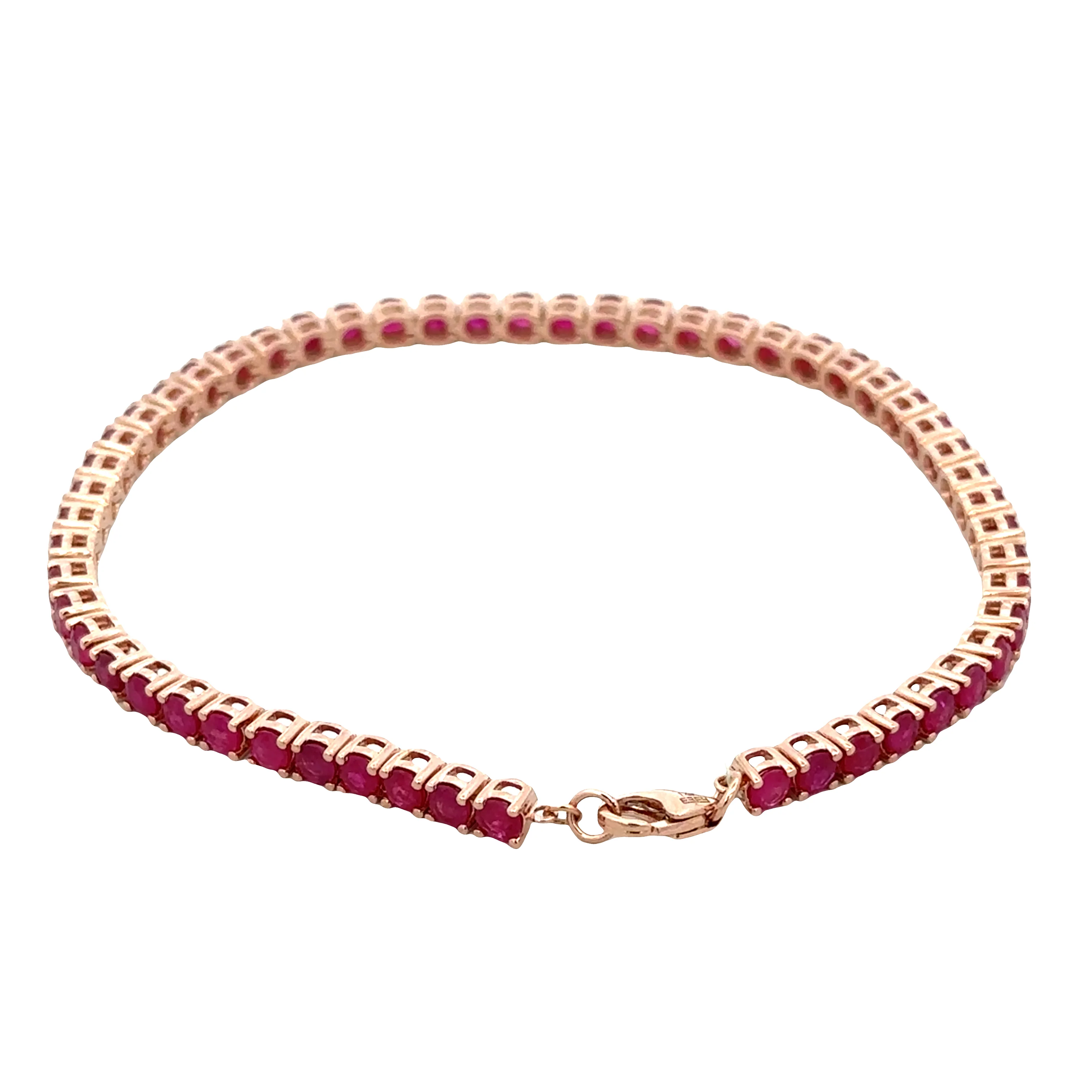 14k Rose Gold Ruby Tennis Bracelet – 7" - Image 2
