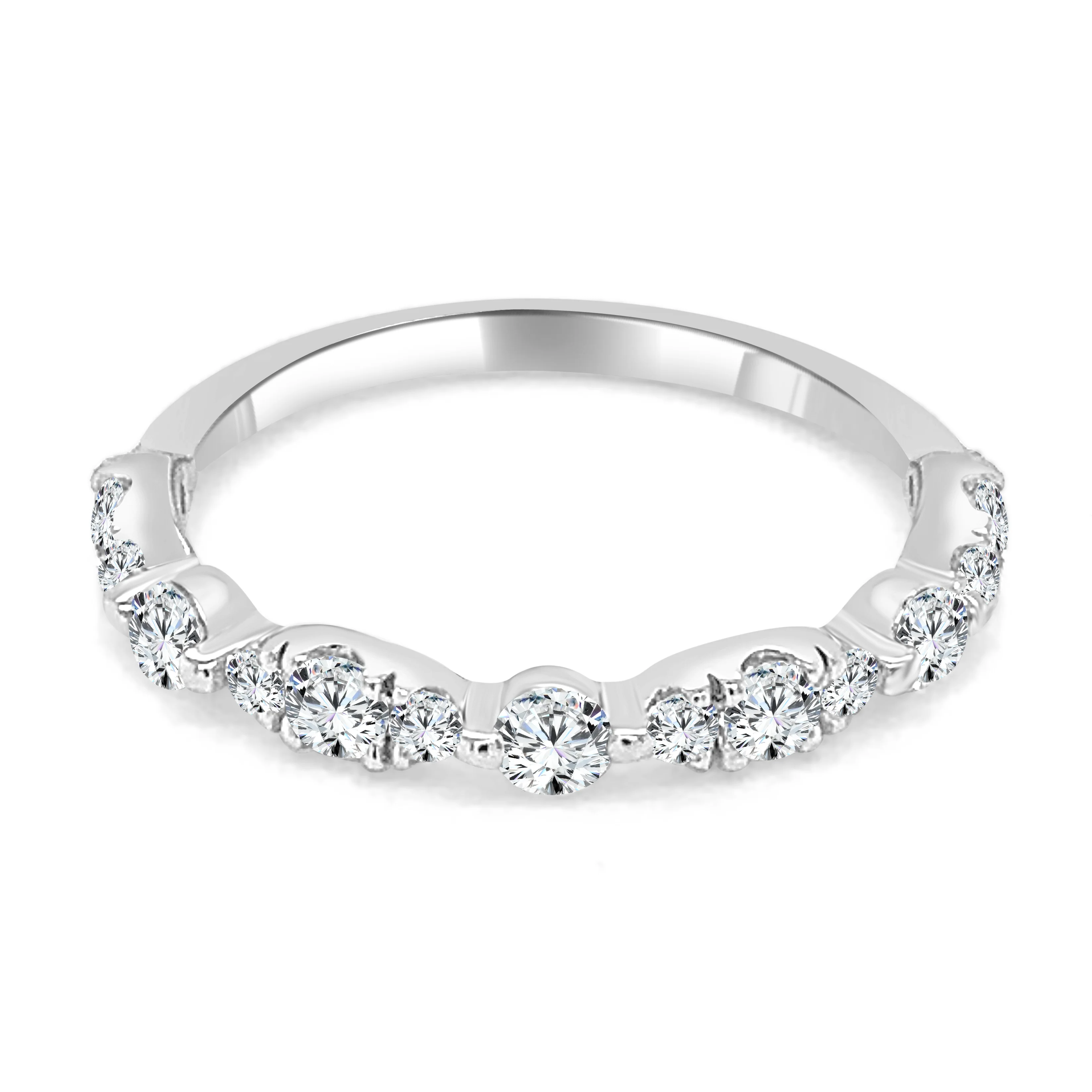 14k White Gold 0.50 Carat Diamond Alternating Band