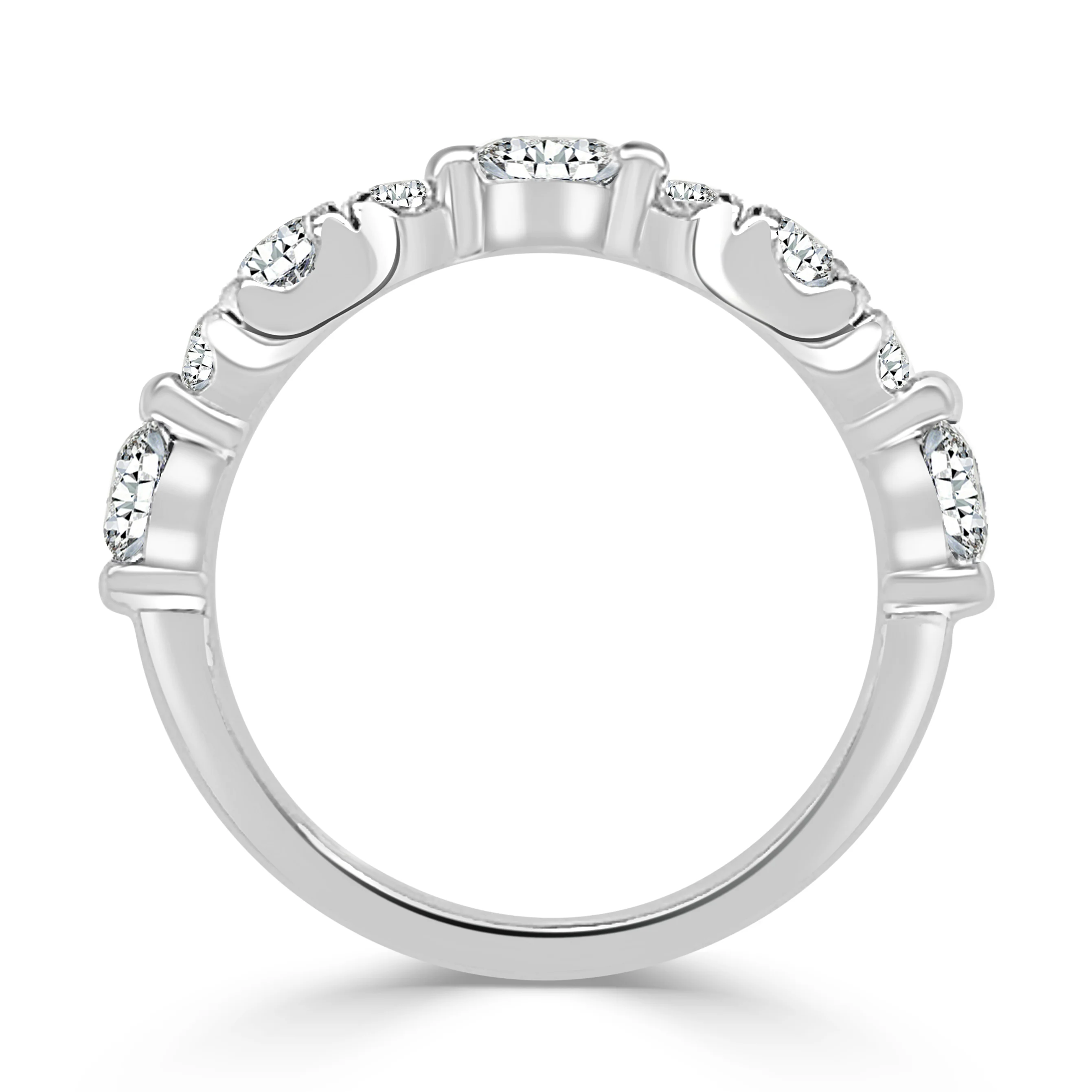 14k White Gold 0.50 Carat Diamond Alternating Band - Image 2