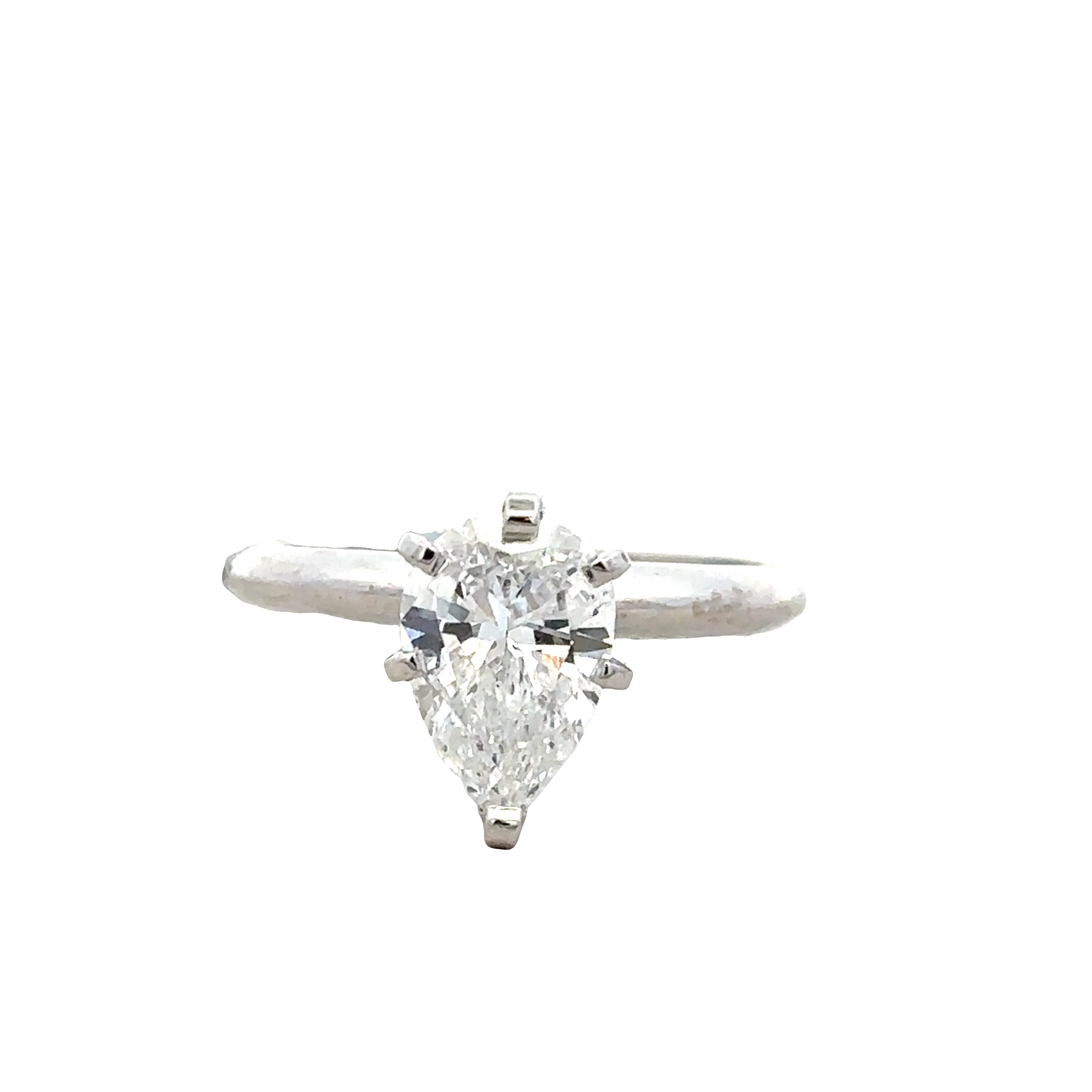 14k White Gold 1.44ct GIA Pear-Shaped Diamond Engagement Ring – Size 6.5