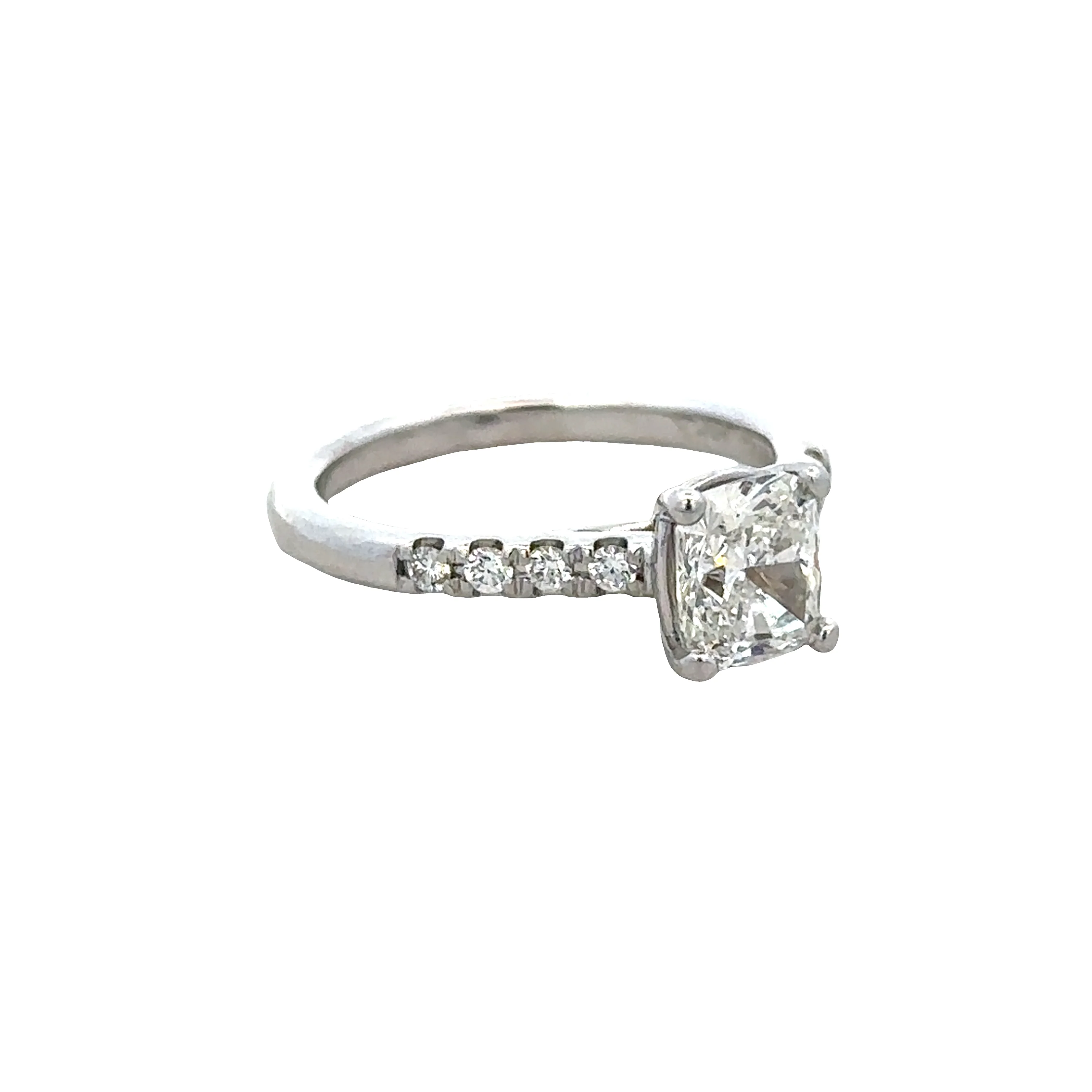 14k White Gold Cushion-Cut Diamond Engagement Ring – GIA Certified, Size 4.25 - Image 2