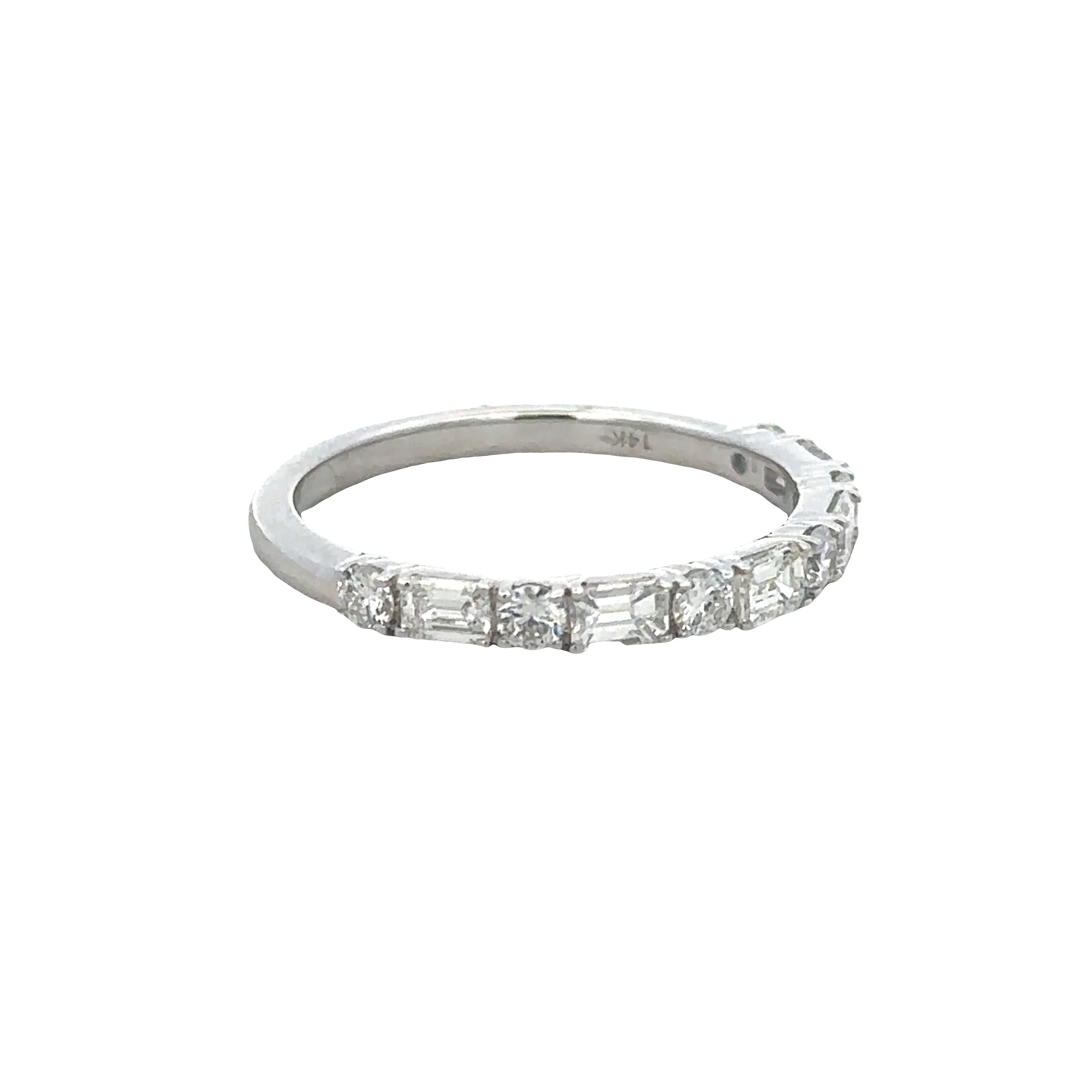 14k White Gold Diamond Alternating Band – Size 6.75 - Image 2