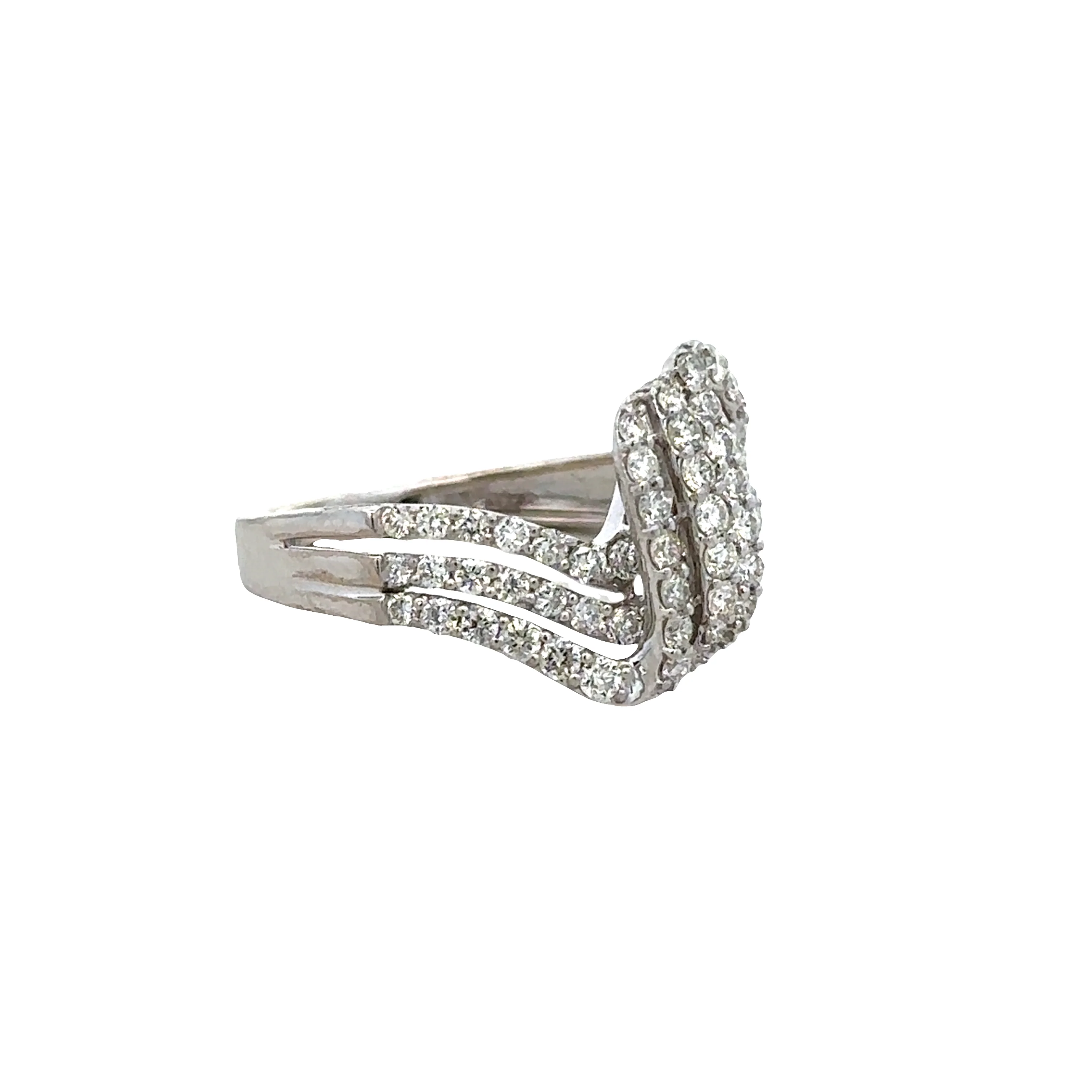 14k White Gold Diamond Ribbon Band – Size 7.25 - Image 2