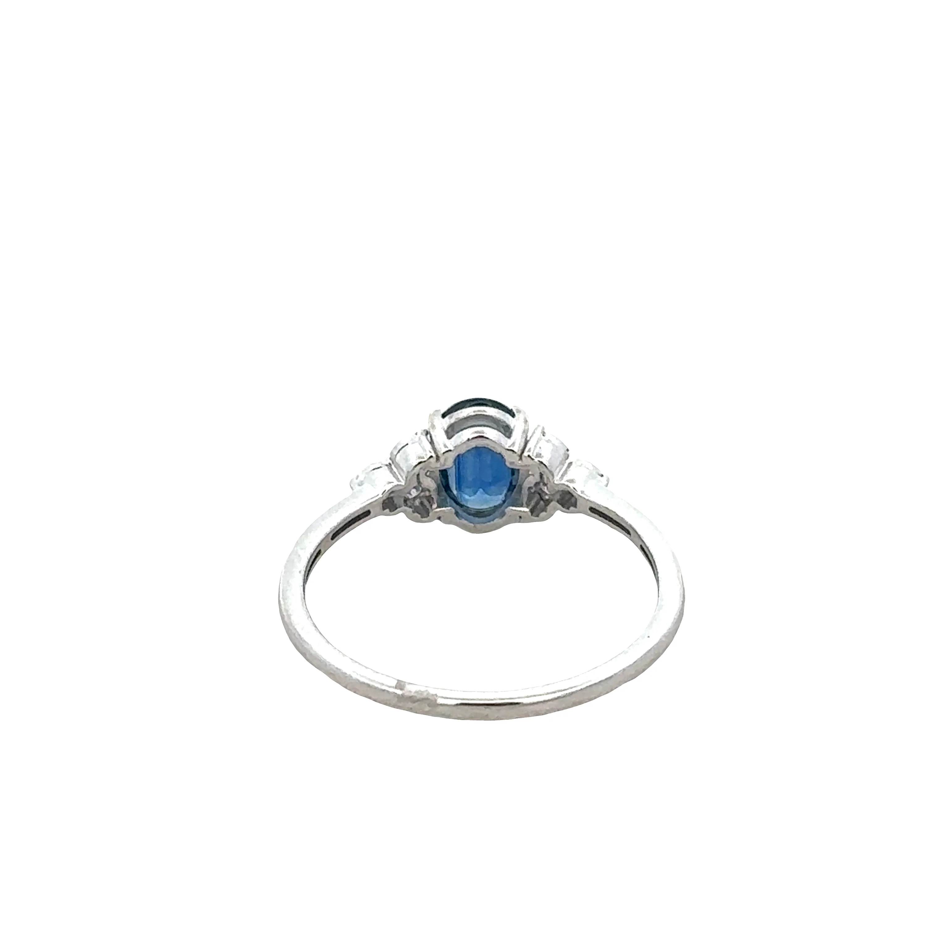 14k White Gold Sapphire & Diamond Cluster Ring – Size 7 - Image 3