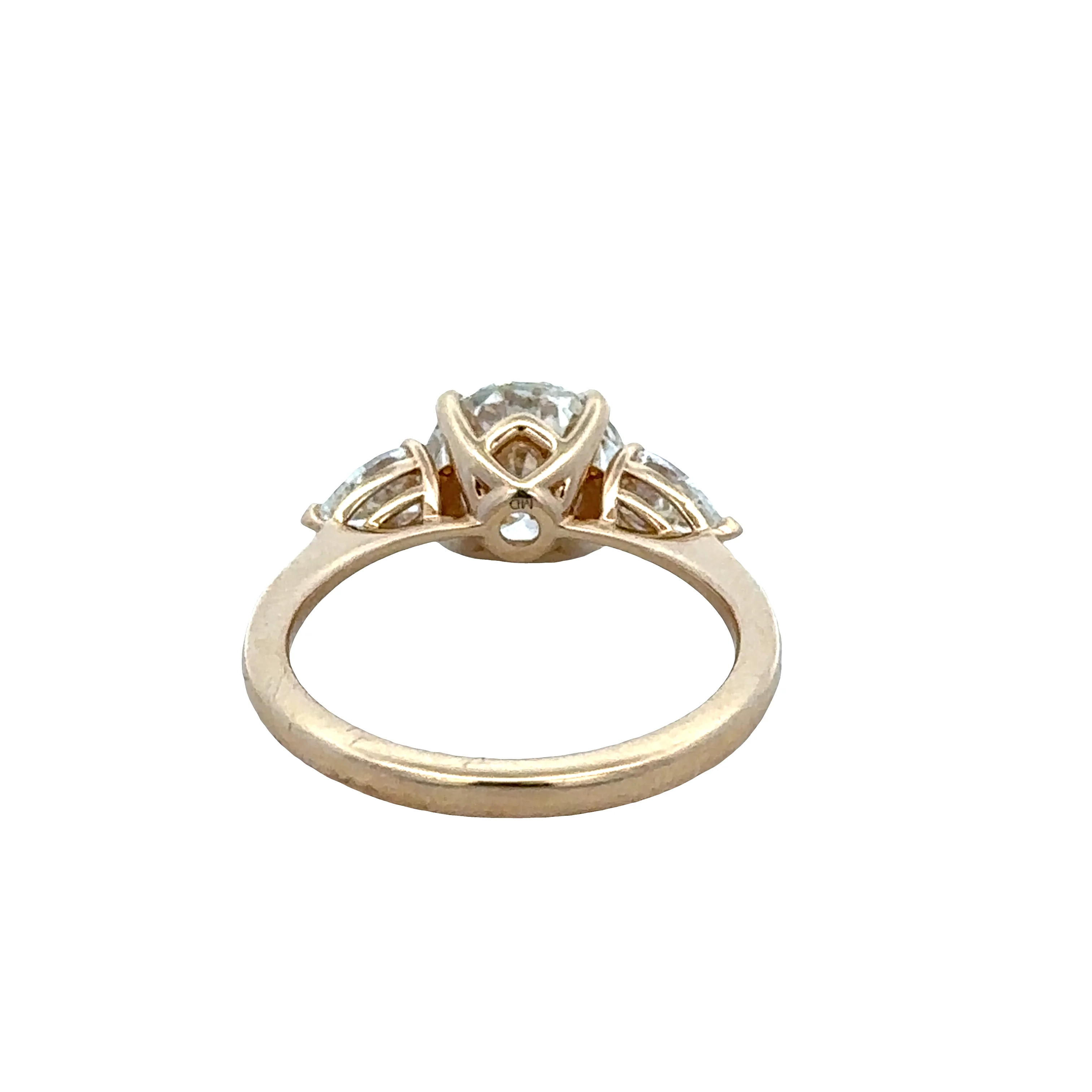 14k Yellow Gold 2.10ct Diamond Engagement Ring with Pear-Shaped Accents – Size 6.75 - Image 3