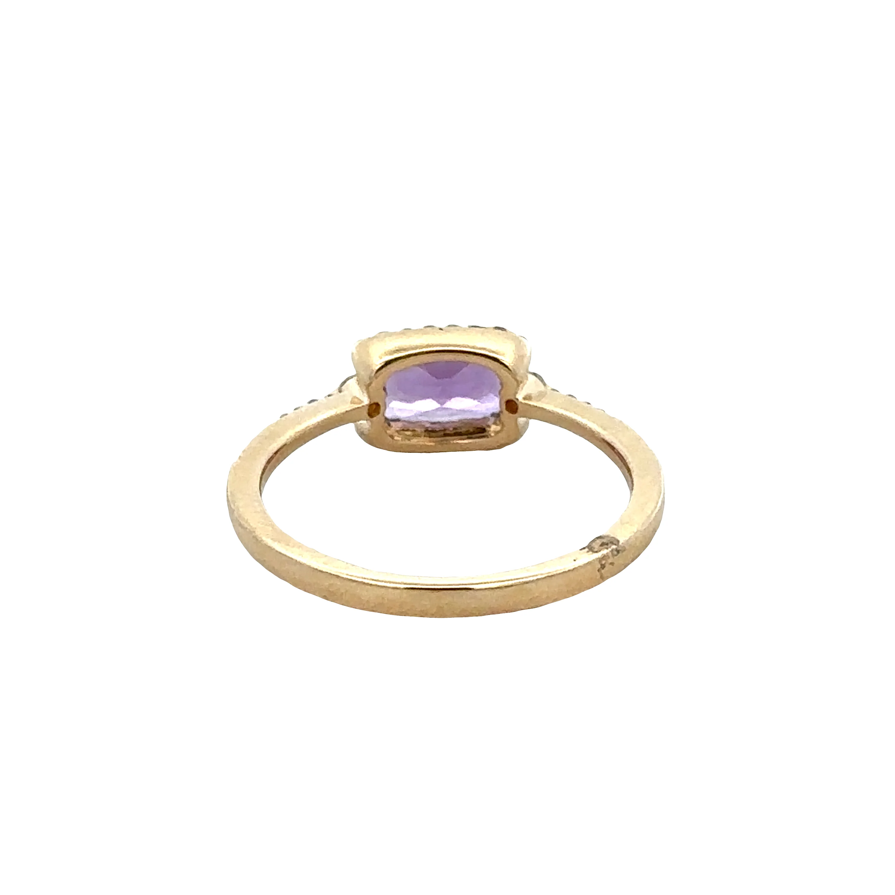 14k Yellow Gold Amethyst & Diamond Halo Ring – Size 6.5 - Image 3