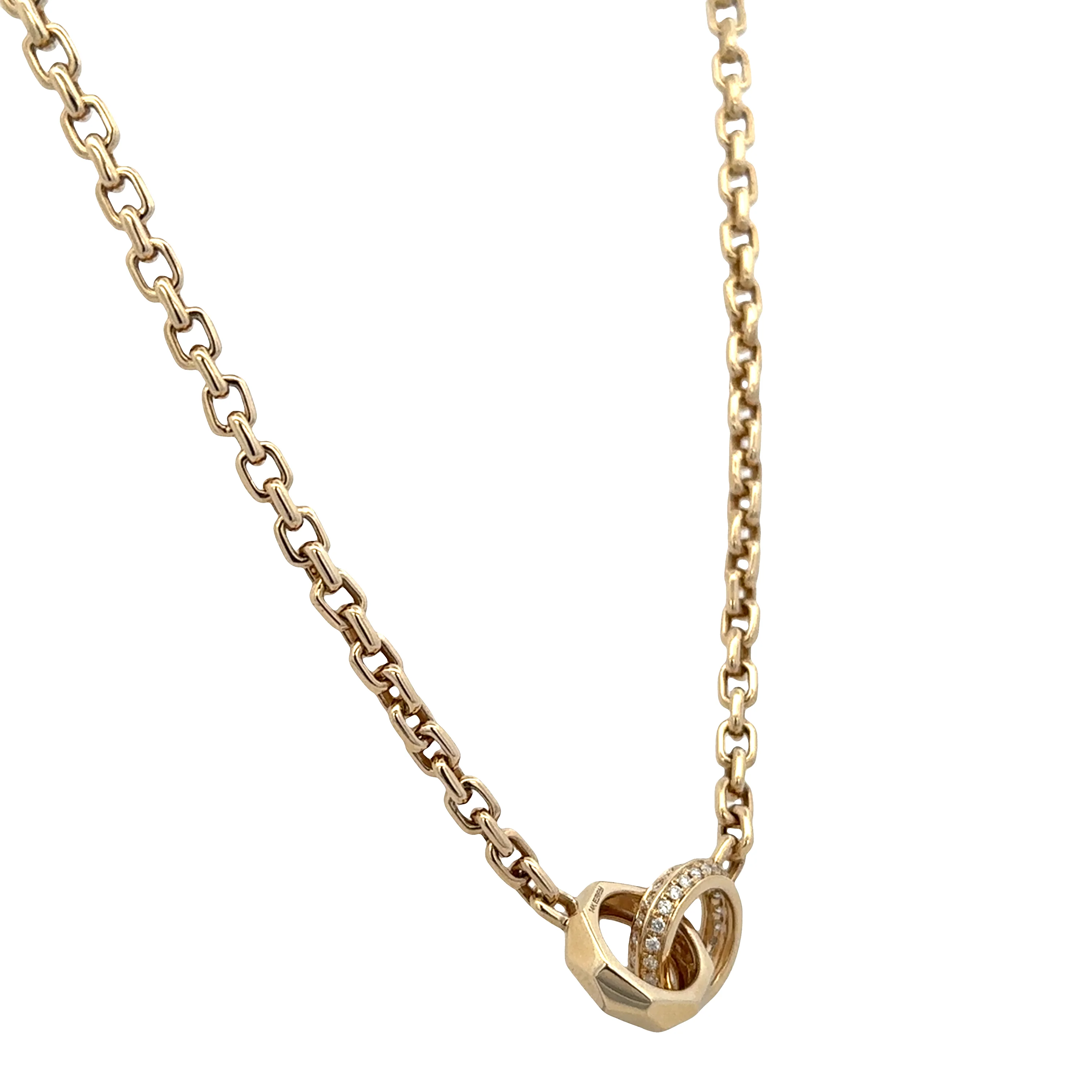 14k Yellow Gold Diamond Interlocking Circle Cable Link Necklace – 20" - Image 3