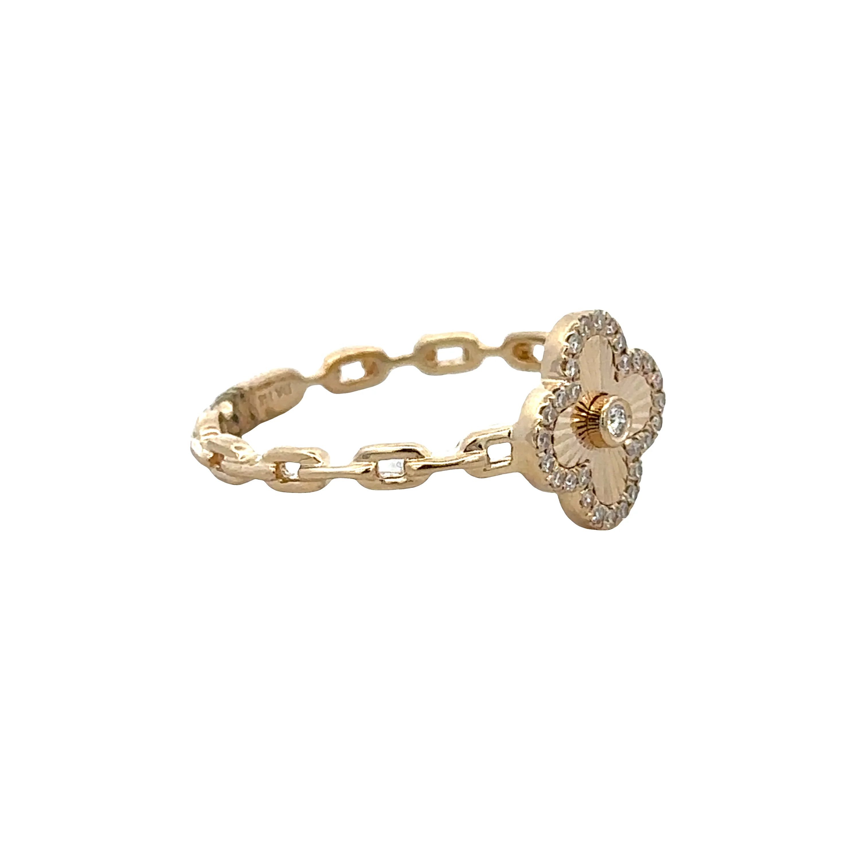 14k Yellow Gold Diamond Quatrefoil Ring – Size 7 - Image 2
