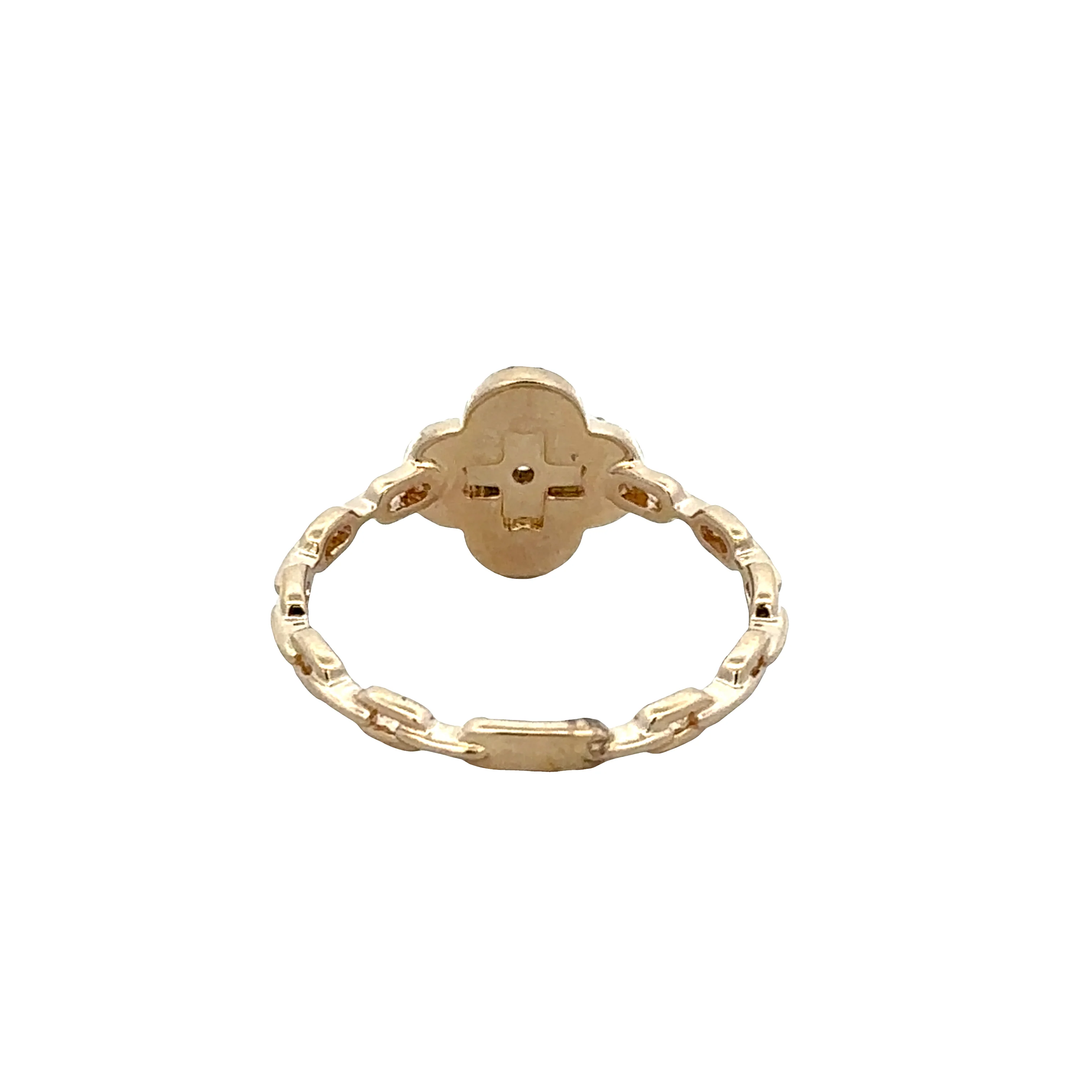 14k Yellow Gold Diamond Quatrefoil Ring – Size 7 - Image 3