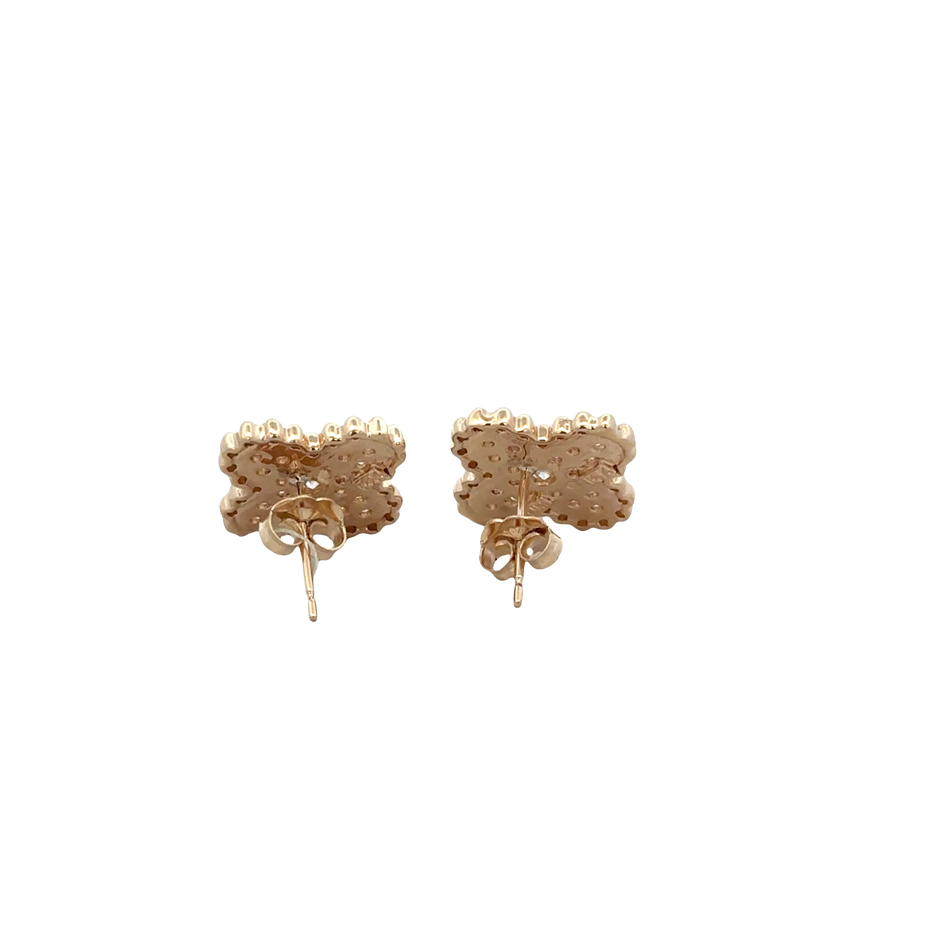 14k Yellow Gold Diamond Quatrefoil Stud Earrings - Image 2