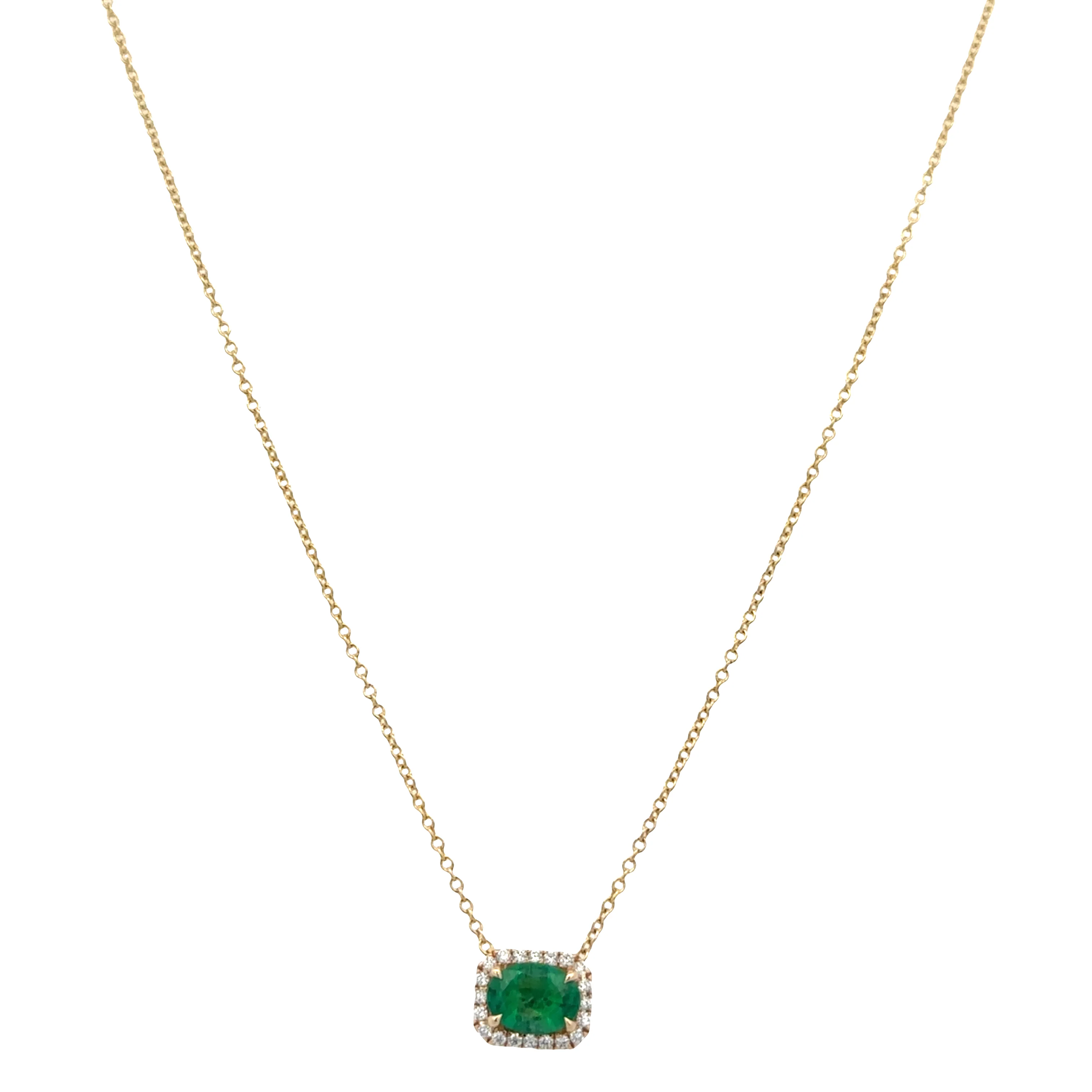 14k Yellow Gold Emerald & Diamond Slide Pendant Necklace – Adjustable 18" - Image 2