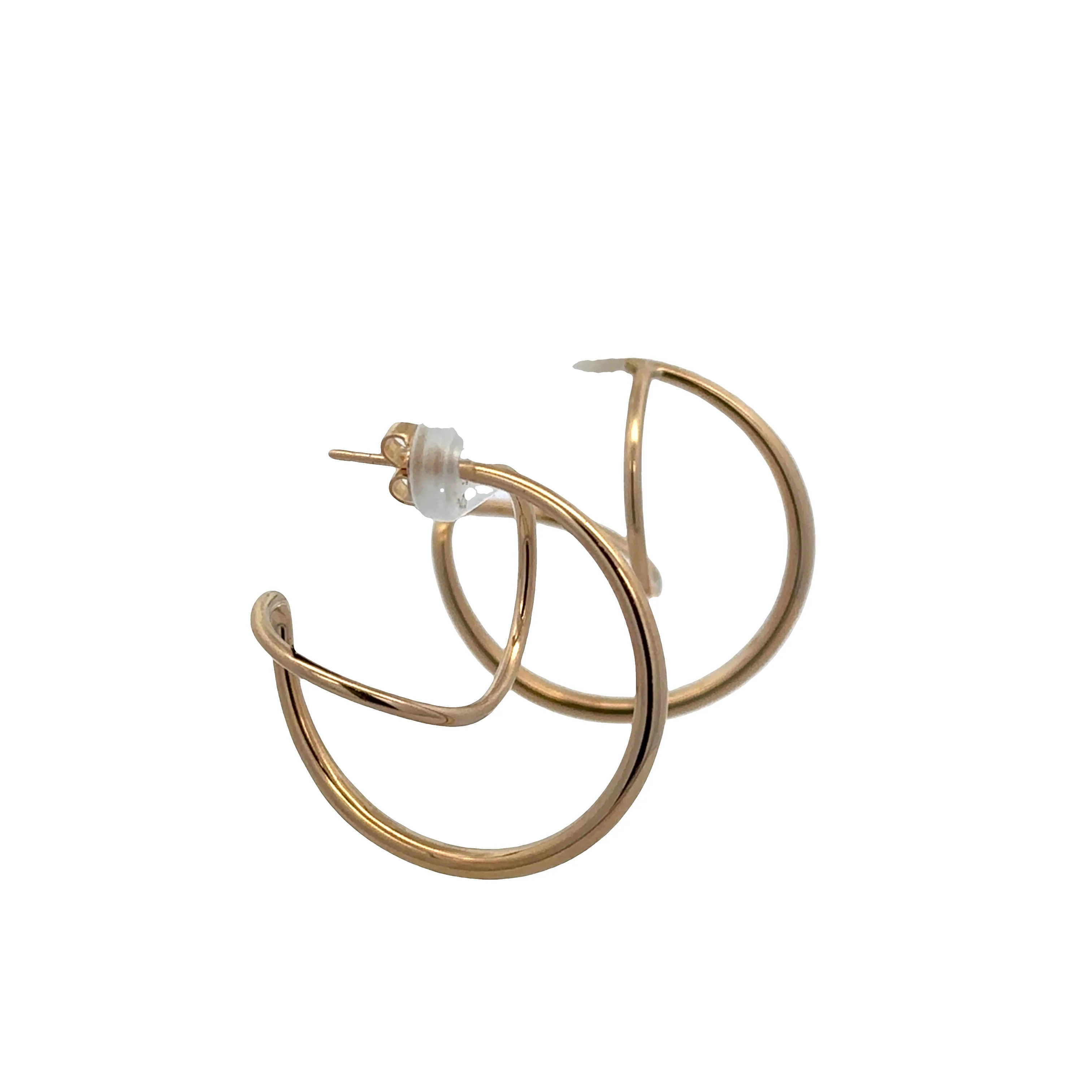 14k Yellow Gold Modern Abstract Hoop Earrings - Image 2