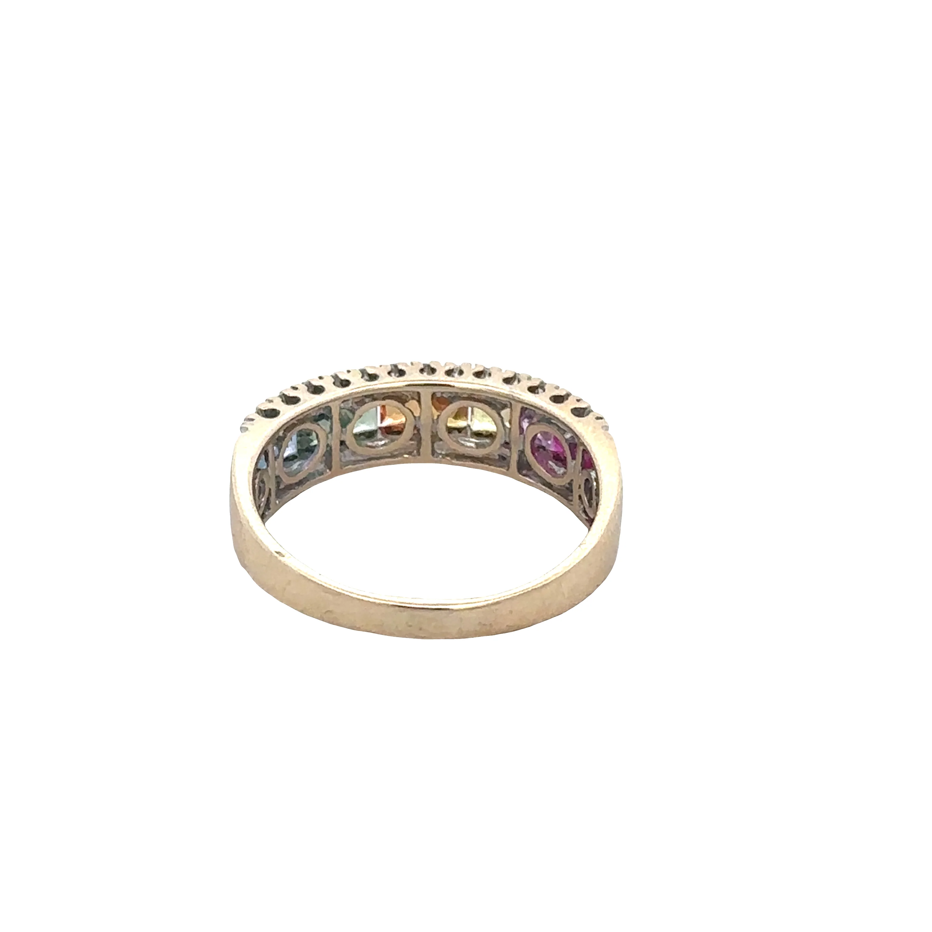14k Yellow Gold Multicolor Sapphire & Diamond Band – Size 8 - Image 3