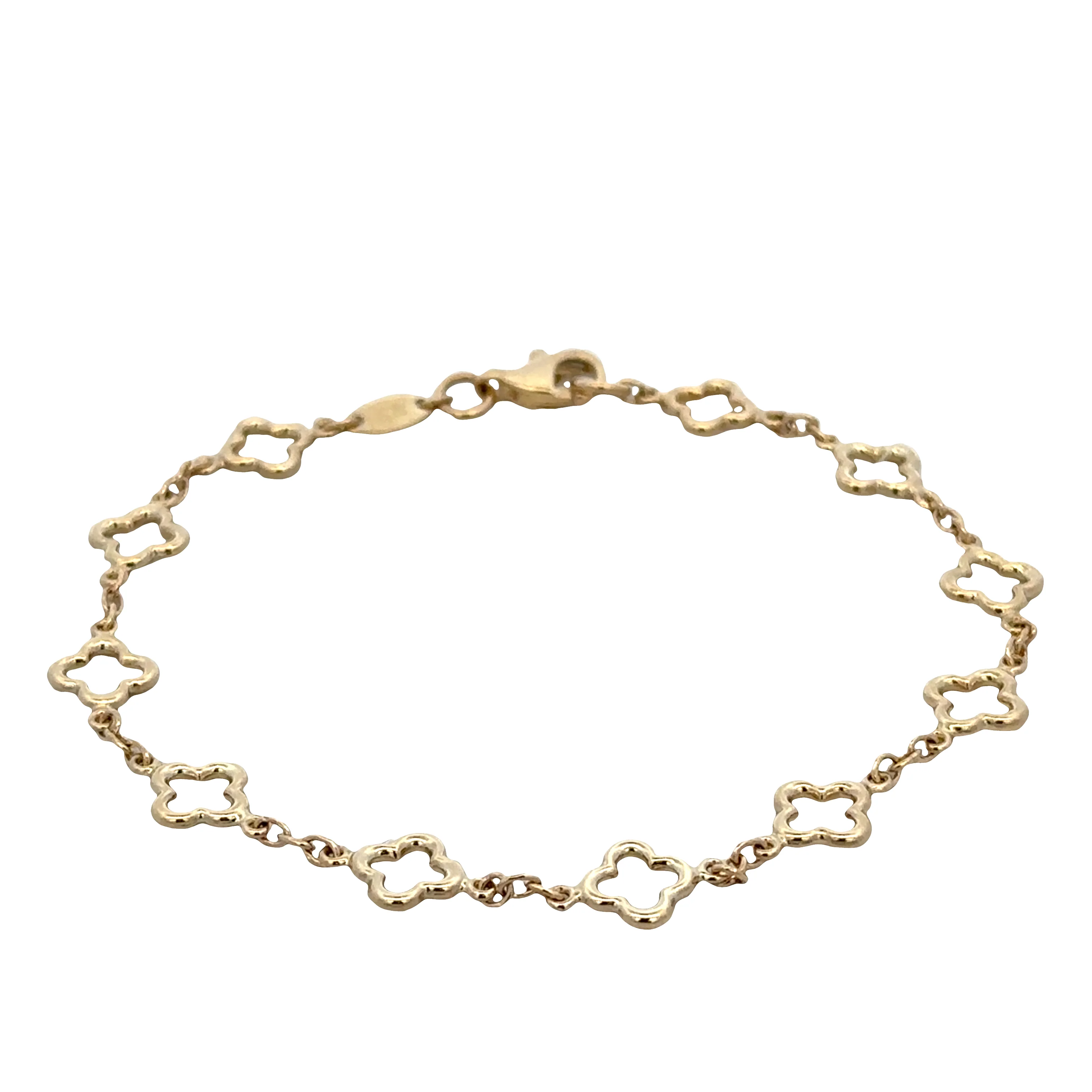 14k Yellow Gold Quatrefoil Link Bracelet – 7" Long - Image 2
