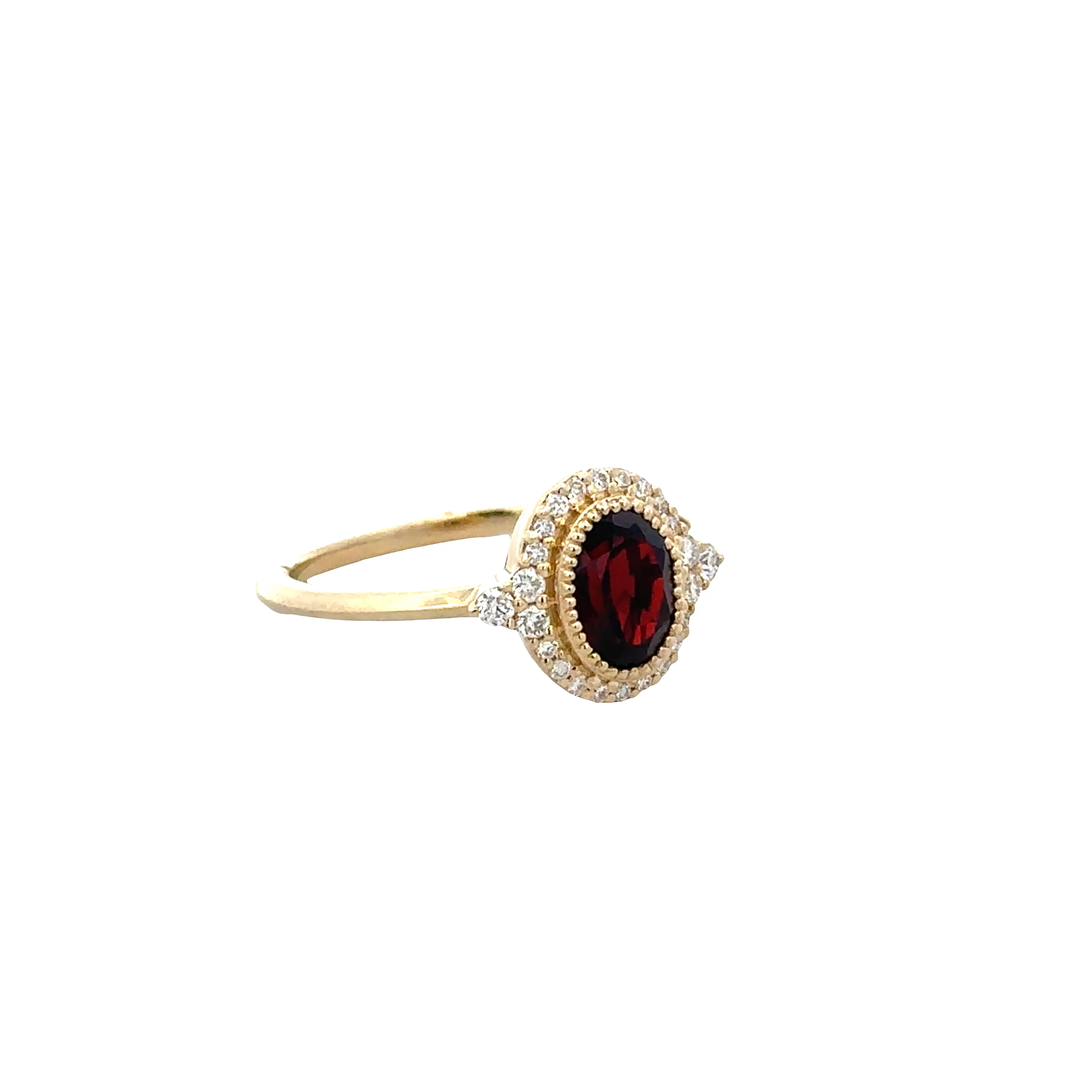 14k Yellow Gold Ruby and Diamond Bezel Set Ring - Image 2
