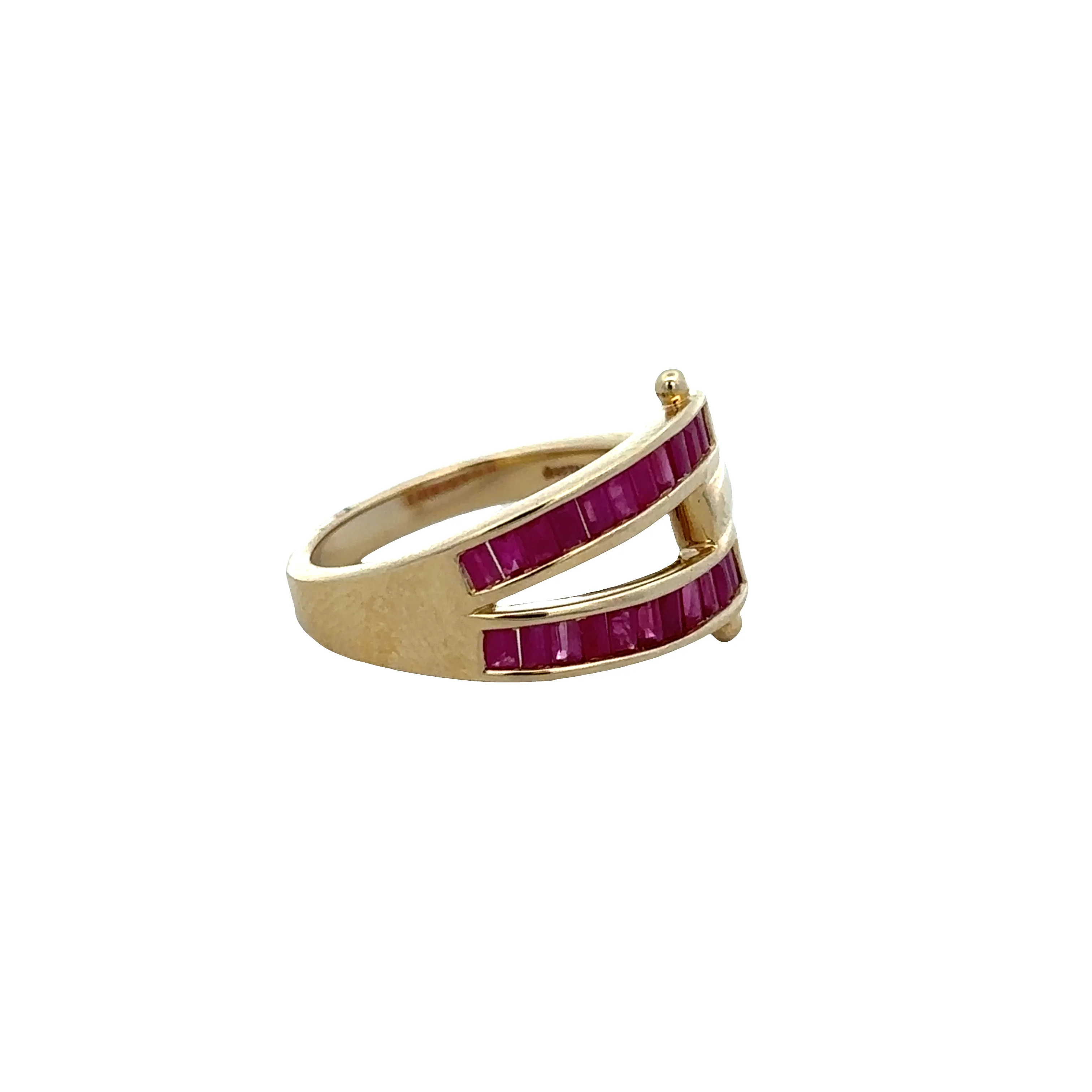 14k Yellow Gold Ruby Openwork Band Ring – Size 7 - Image 2