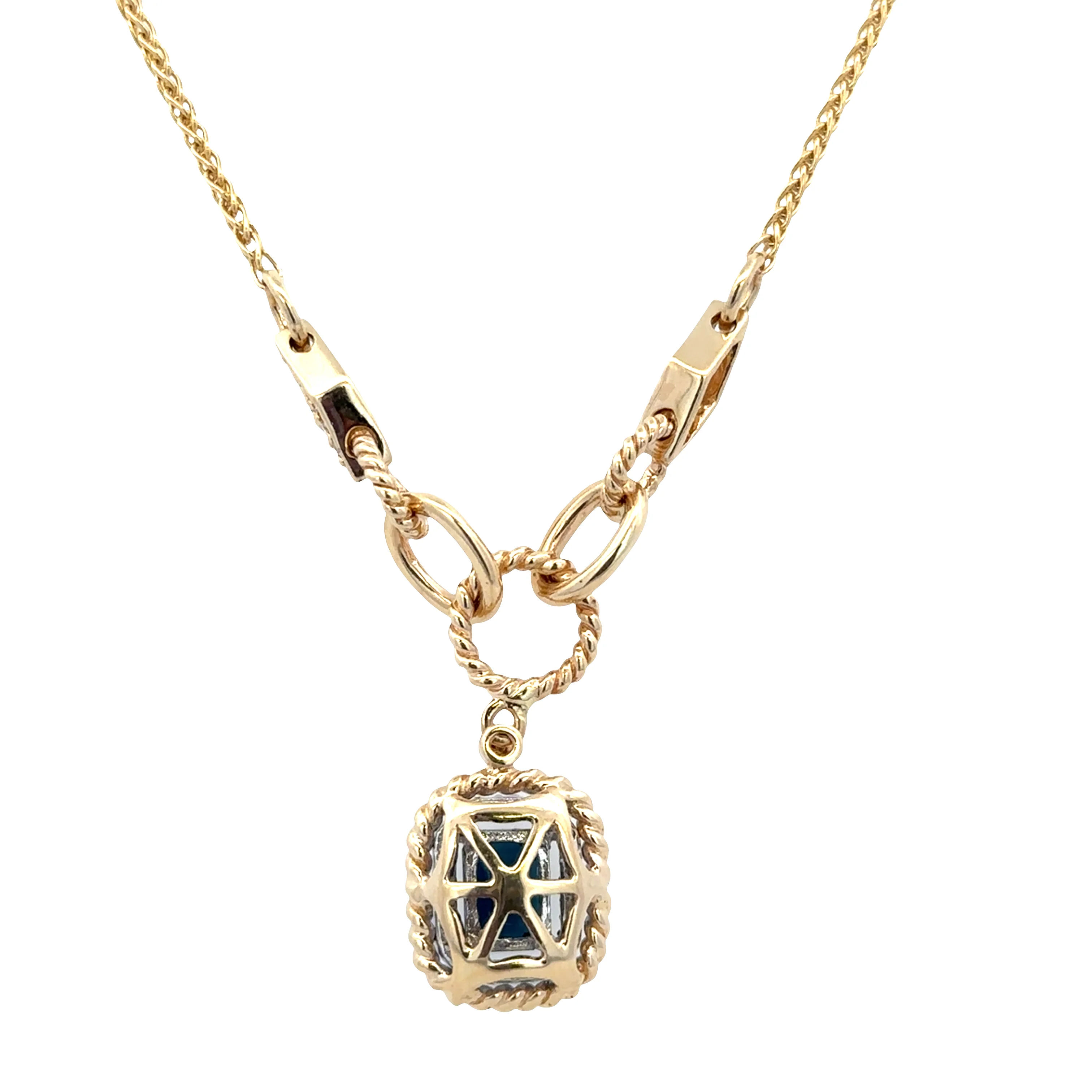 14k Yellow Gold Sapphire & Diamond Y Necklace – 18" - Image 3