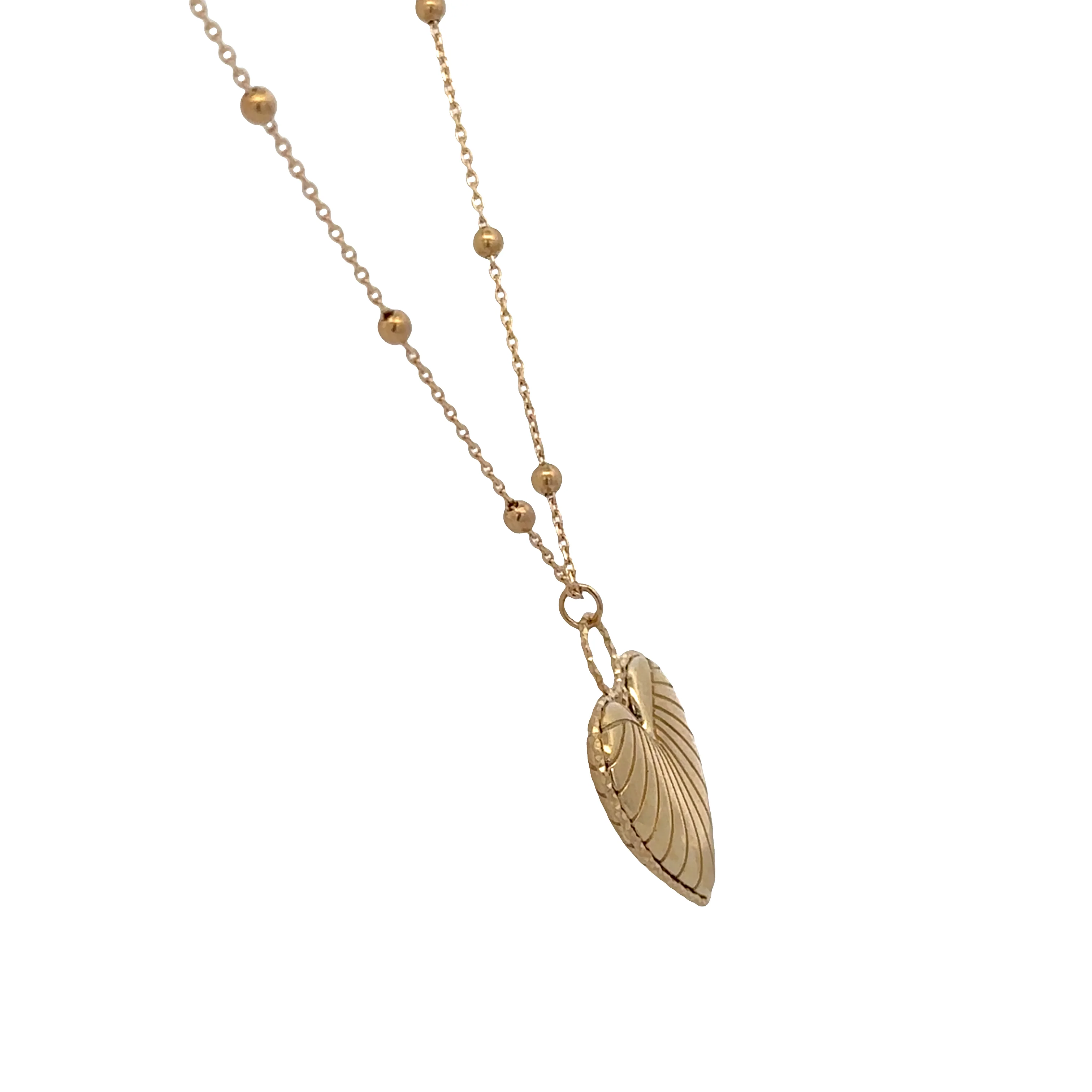 14k Yellow Gold Textured Fancy Heart Pendant – Adjustable 16"–18" - Image 3