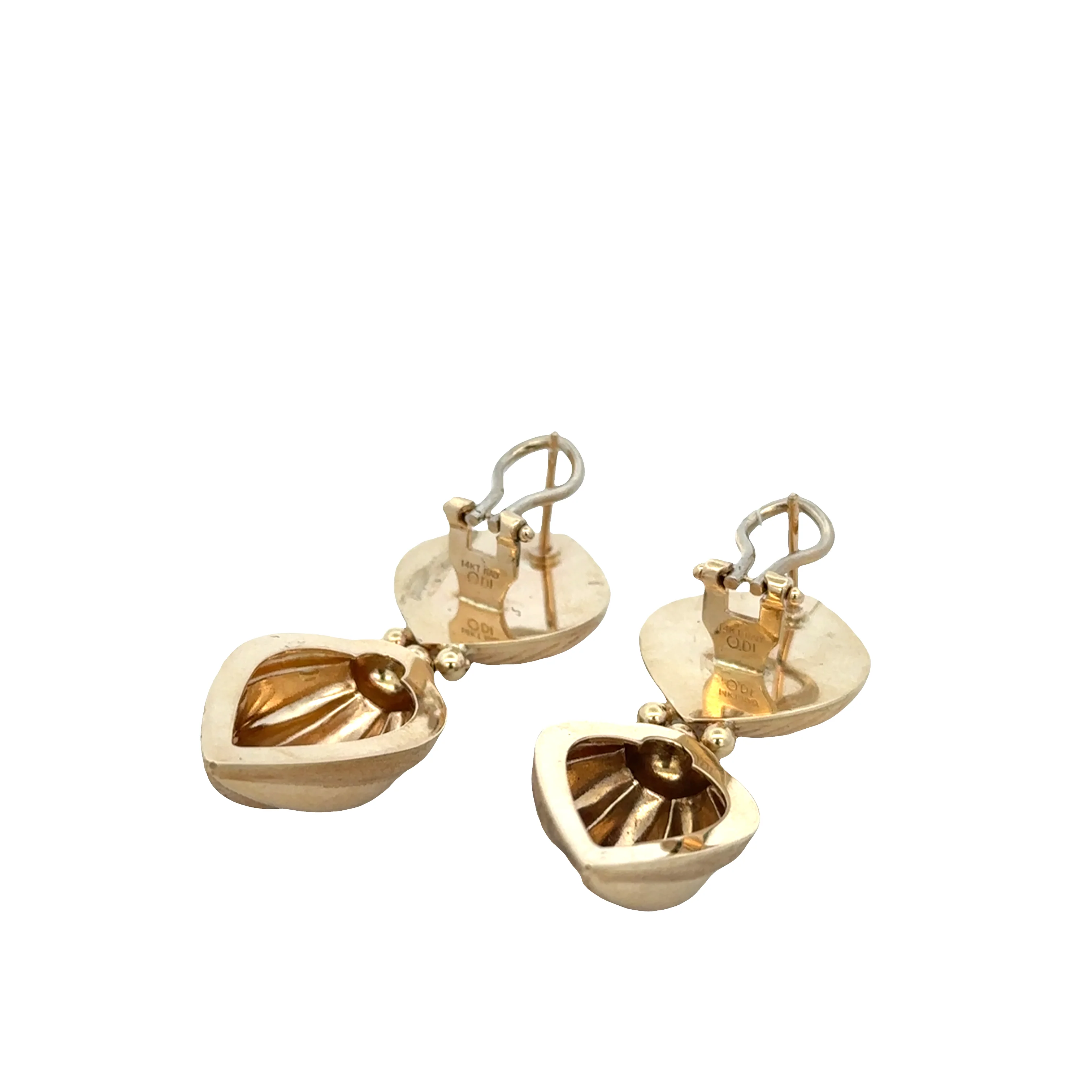 14k Yellow Gold Textured Statement Earrings – 2" Long - Image 2