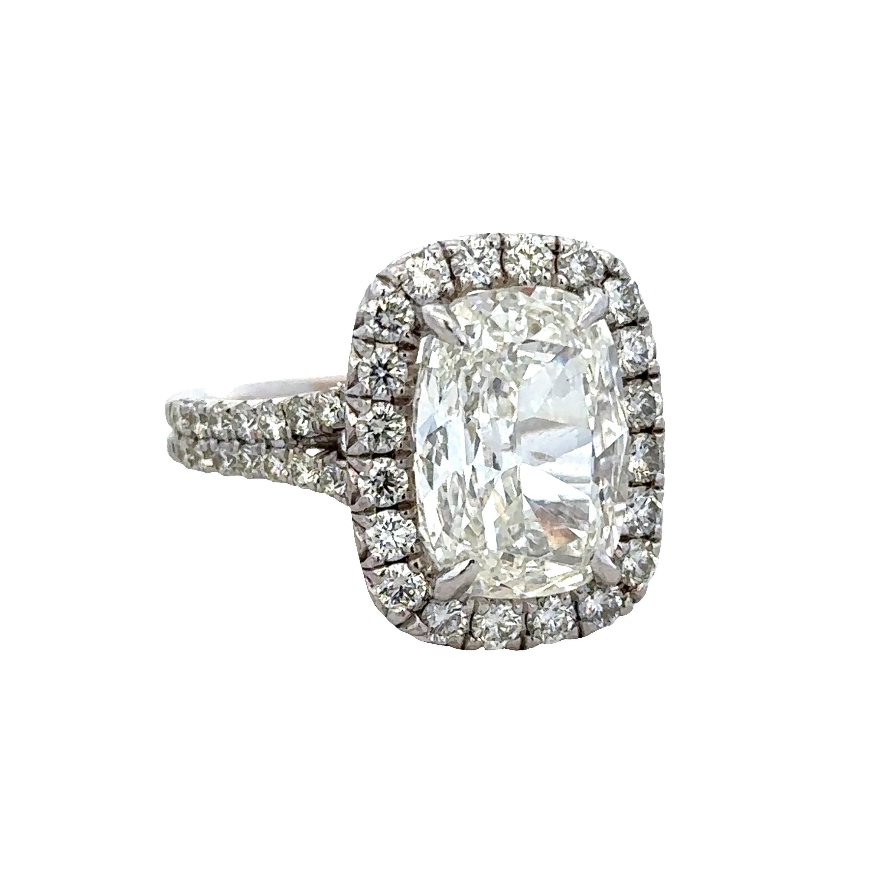 18k White Gold Antique Cushion Cut Diamond Halo Engagement Ring – Size 6.25 - Image 2