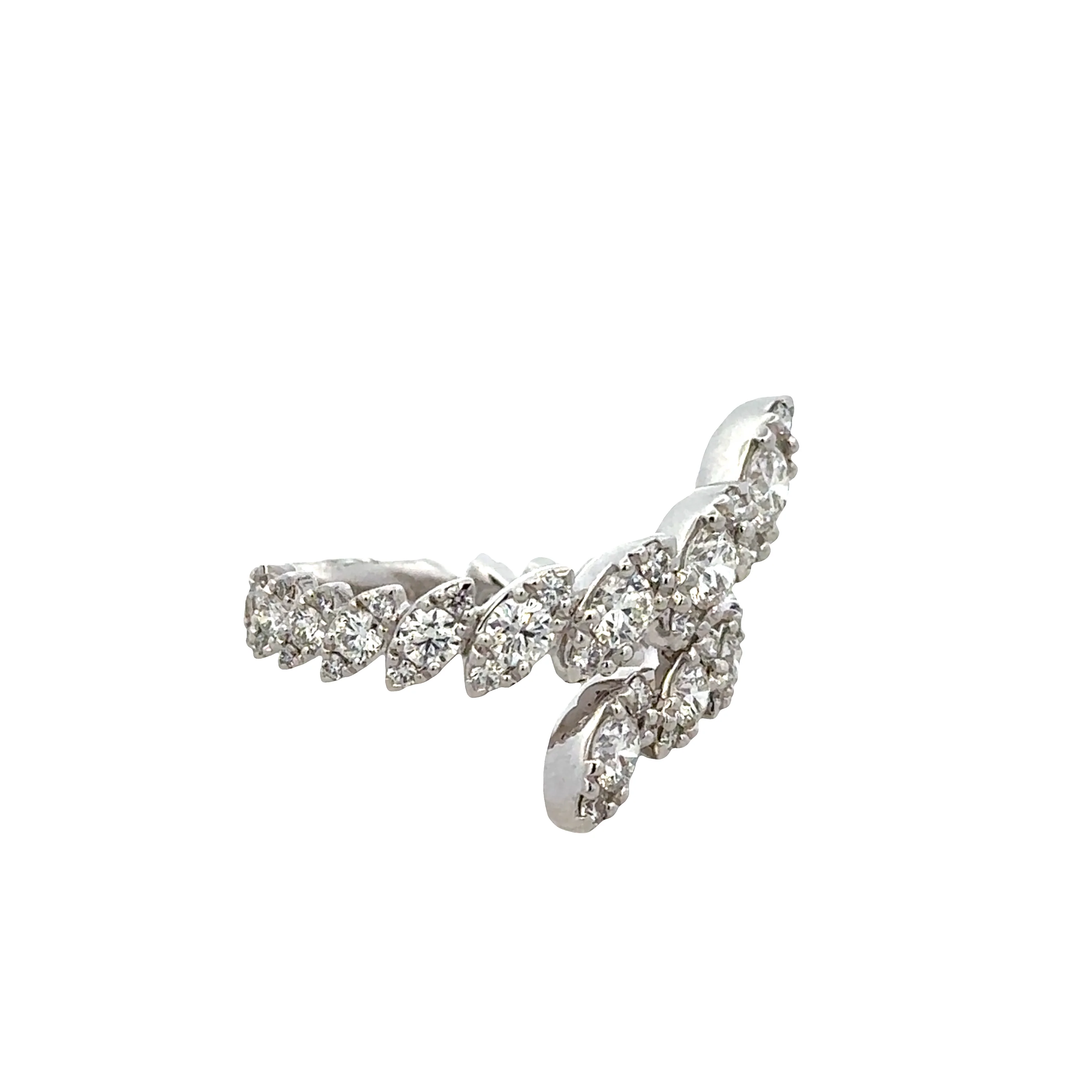 18k White Gold Diamond Bypass Ring – Size 6.5 - Image 2
