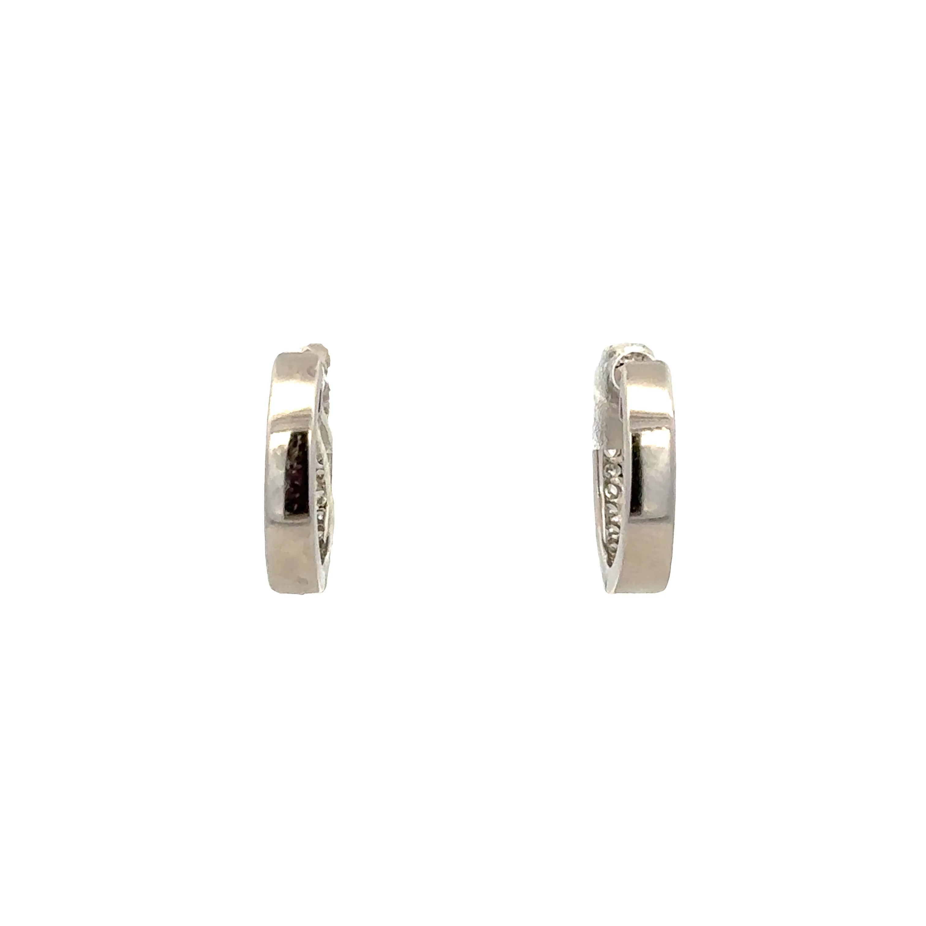 18k White Gold Diamond Hoop Earrings - Image 3