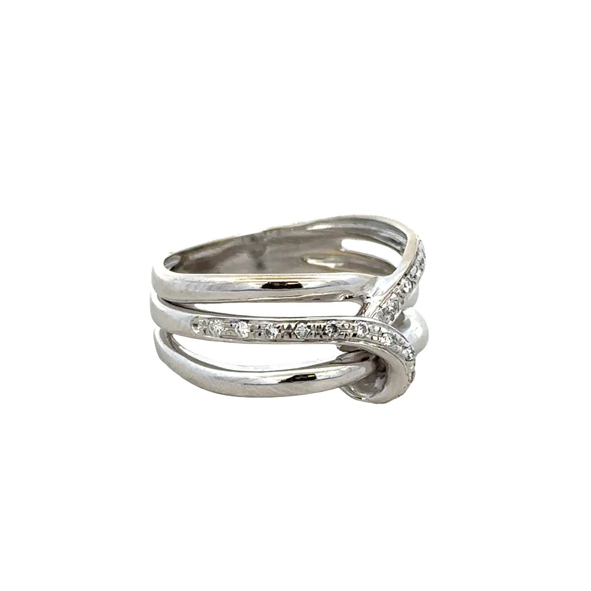 18k White Gold Diamond Openwork Ribbon Band – Size 6.5 - Image 3