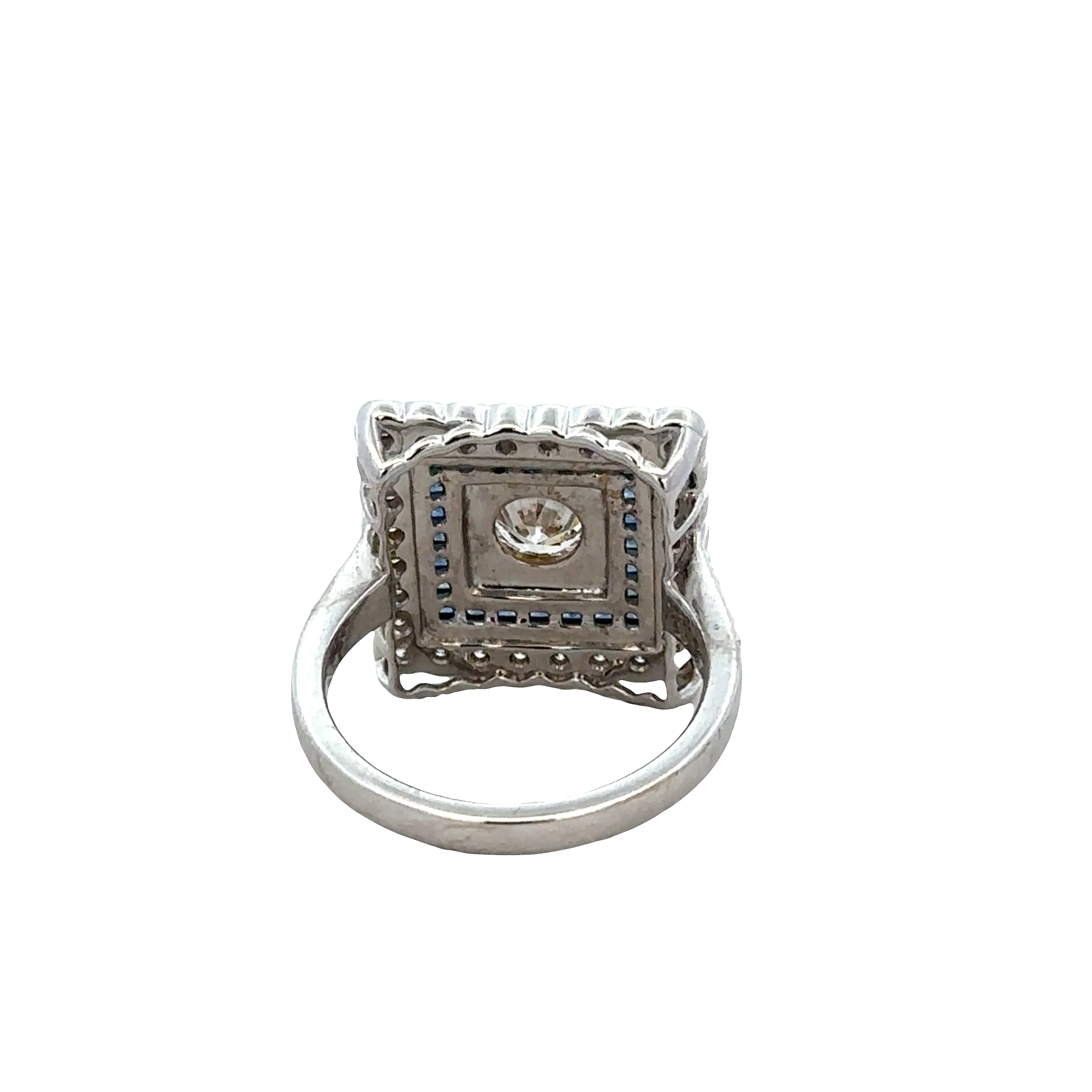18k White Gold Diamond & Sapphire Geometric Ring – Size 7 - Image 3