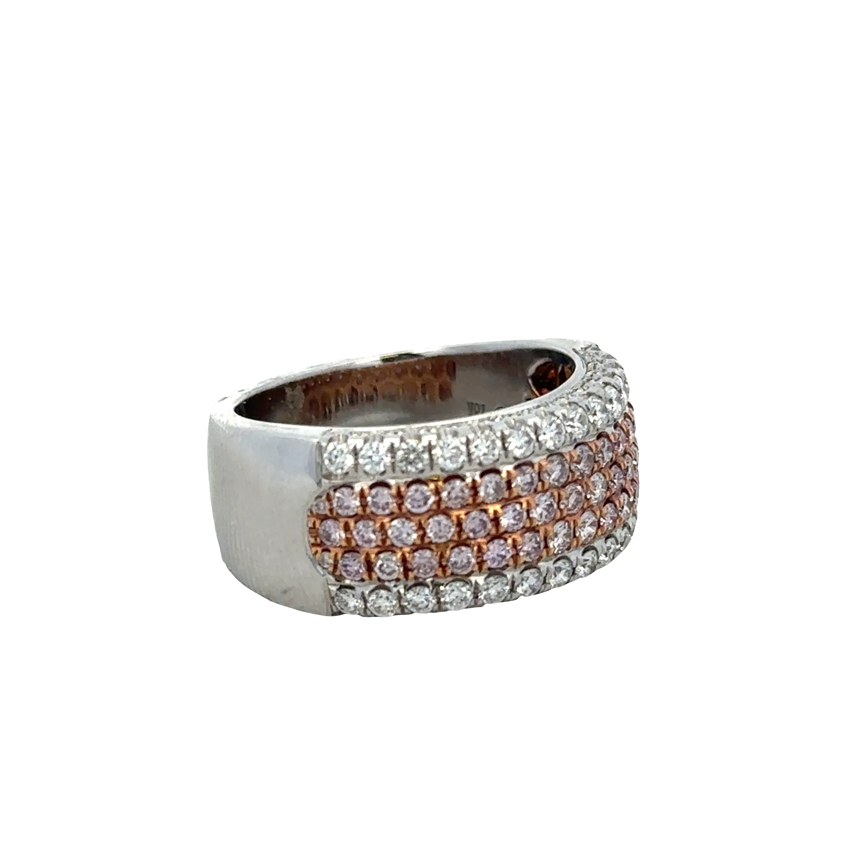 18k White & Rose Gold Pink & White Diamond Wide Band – 9.2mm - Image 2