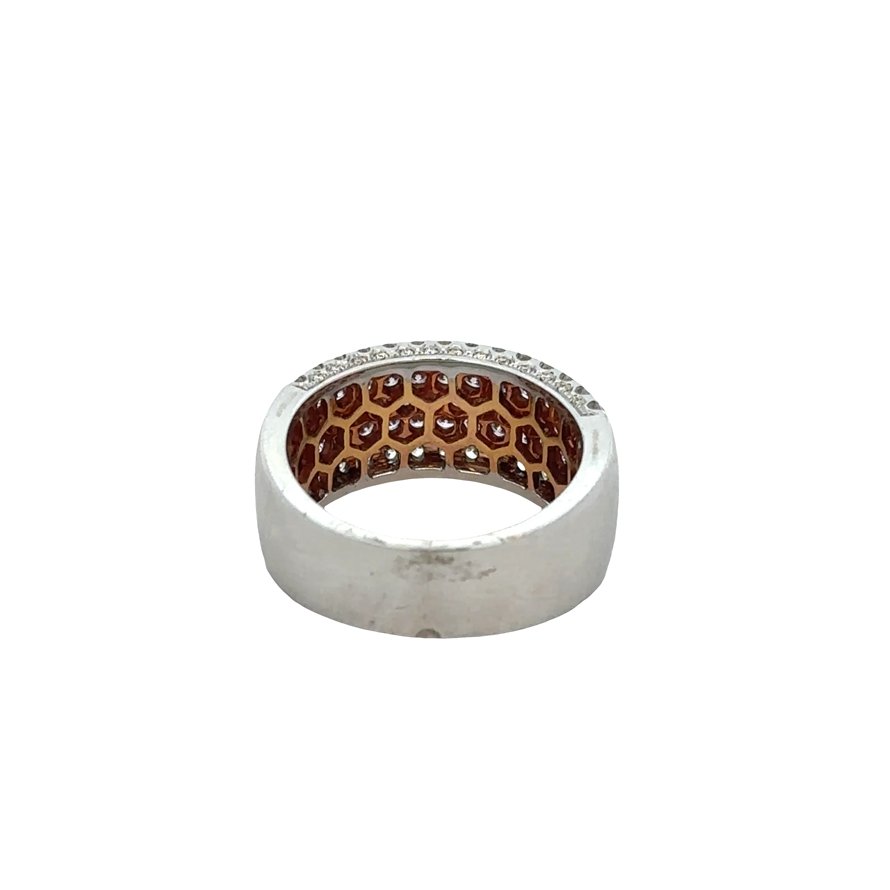 18k White & Rose Gold Pink & White Diamond Wide Band – 9.2mm - Image 3