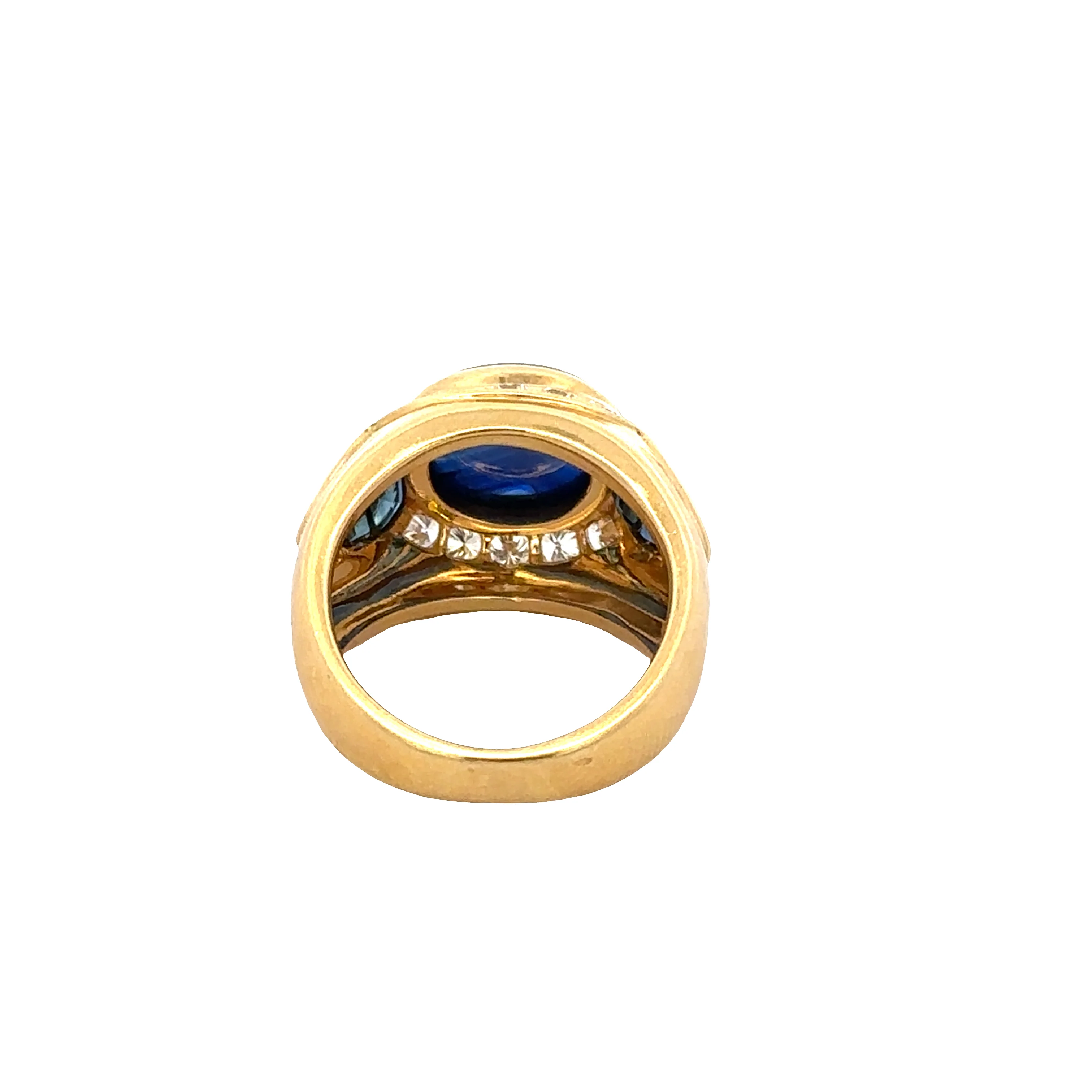 18k Yellow Gold Blue Sapphire and Diamond Ring – Size 5.5 - Image 3