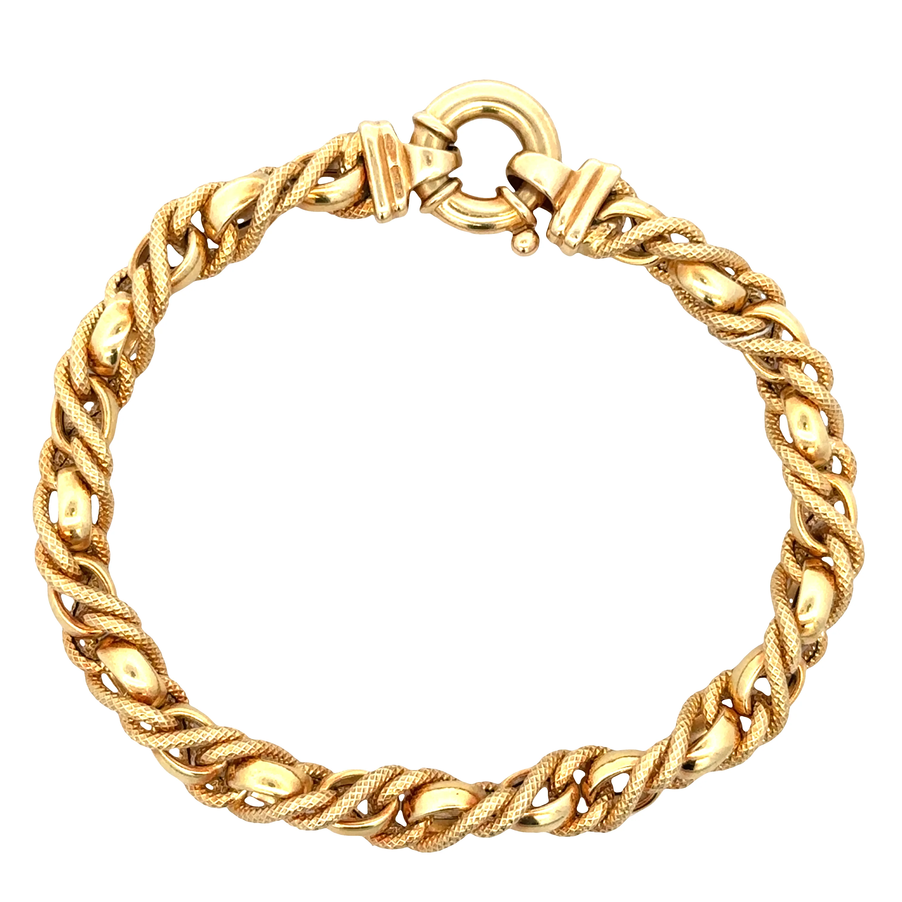 18k Yellow Gold Fancy Rope Chain Bracelet – 7.5" - Image 2