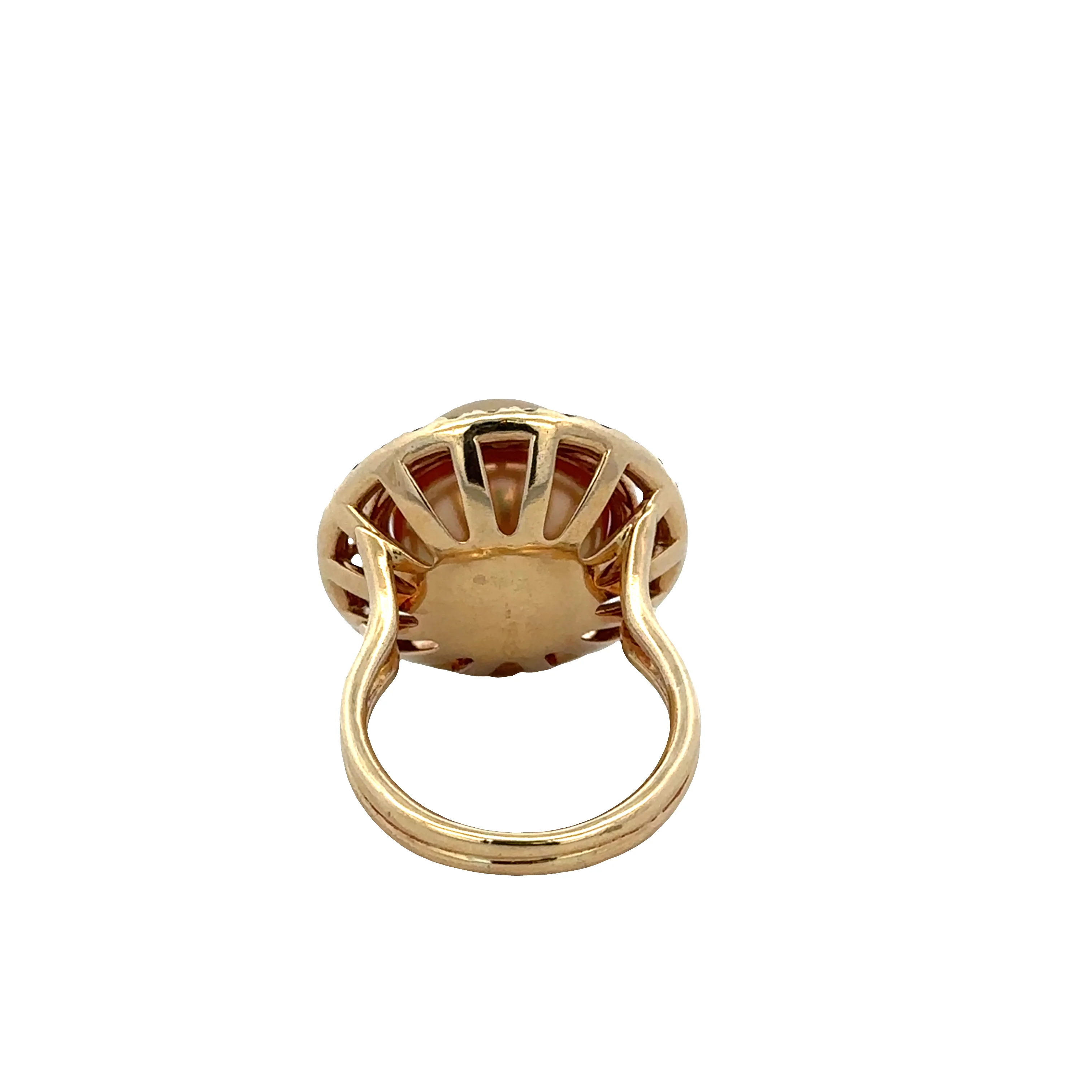 18k Yellow Gold Golden South Sea Pearl & Diamond Ring – Size 8.25 - Image 3