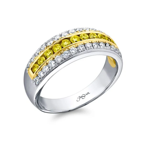 18k Yellow Gold & Platinum Fancy Yellow Diamond Band – Size 6.25 - Image 2