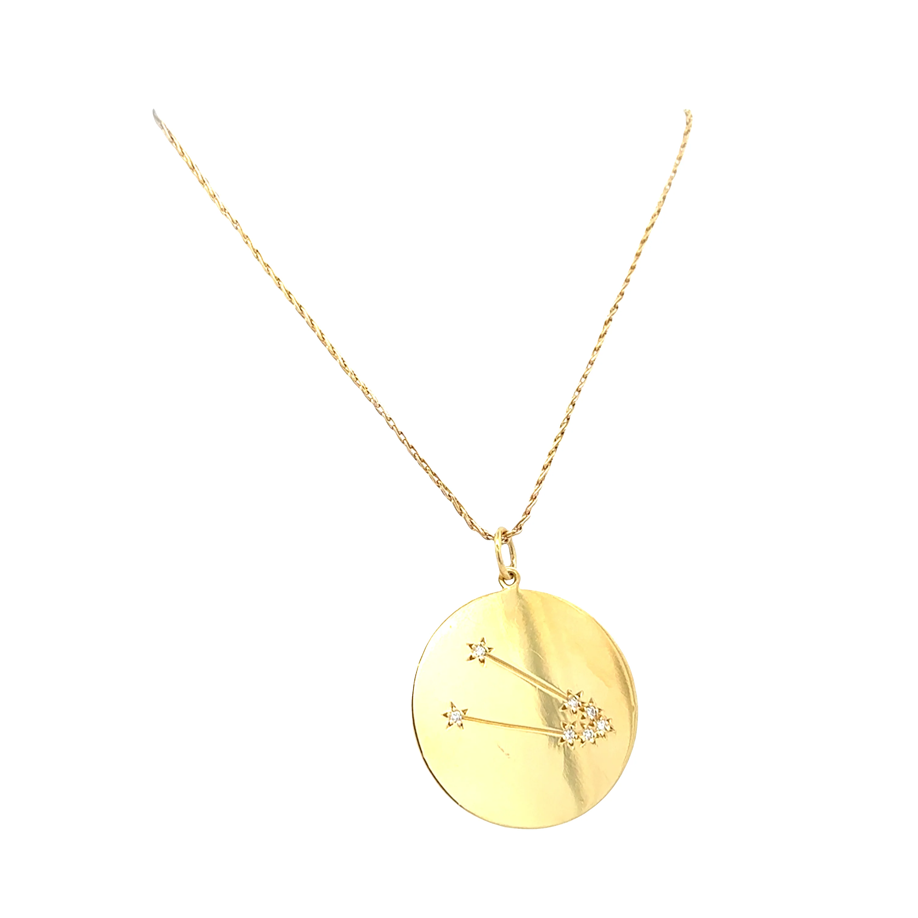 18k Yellow Gold Taurus Constellation Diamond Pendant Necklace - Image 2