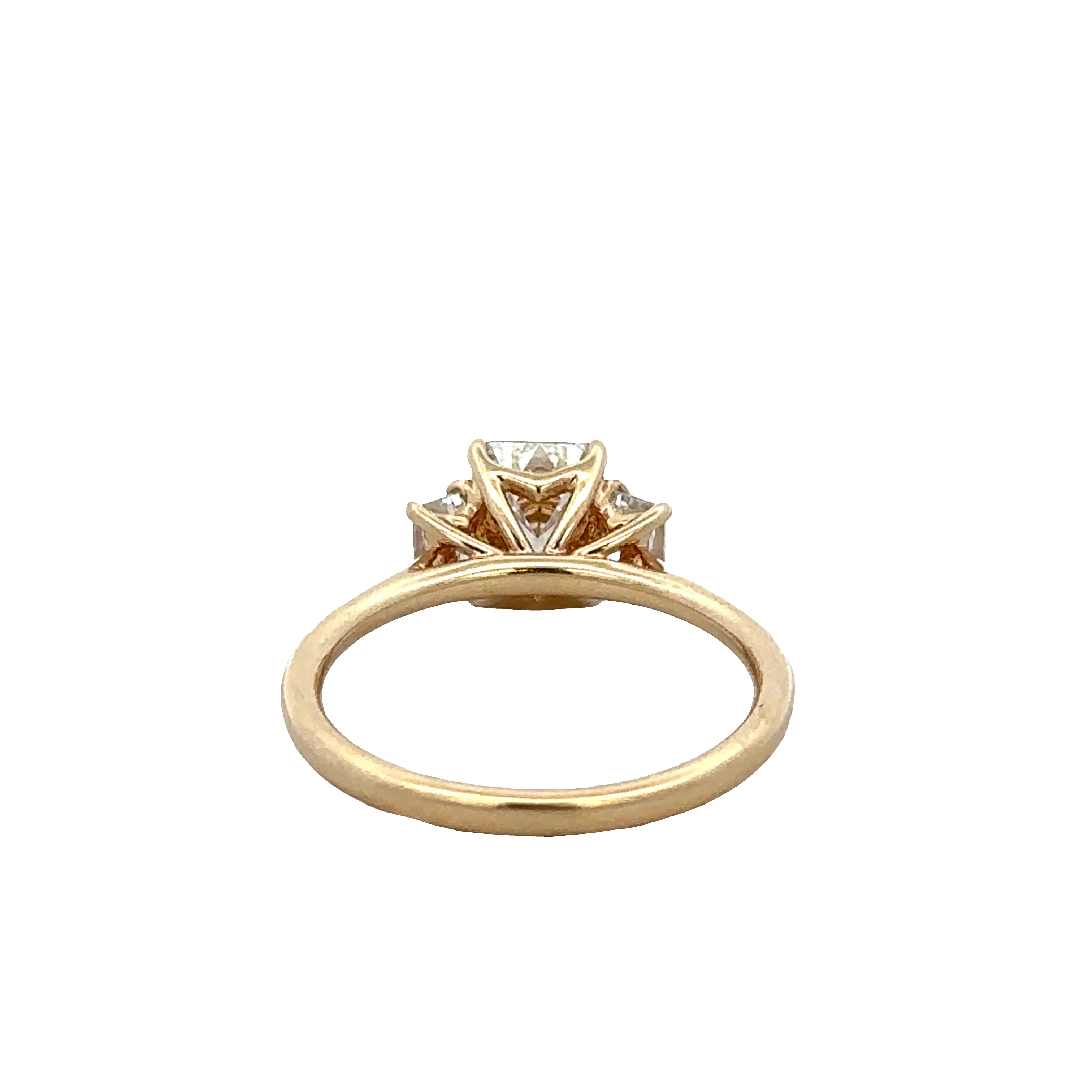 18k Yellow Gold Three-Stone Emerald-Cut Diamond Ring – GIA Certified, Size 6.5 - Image 3