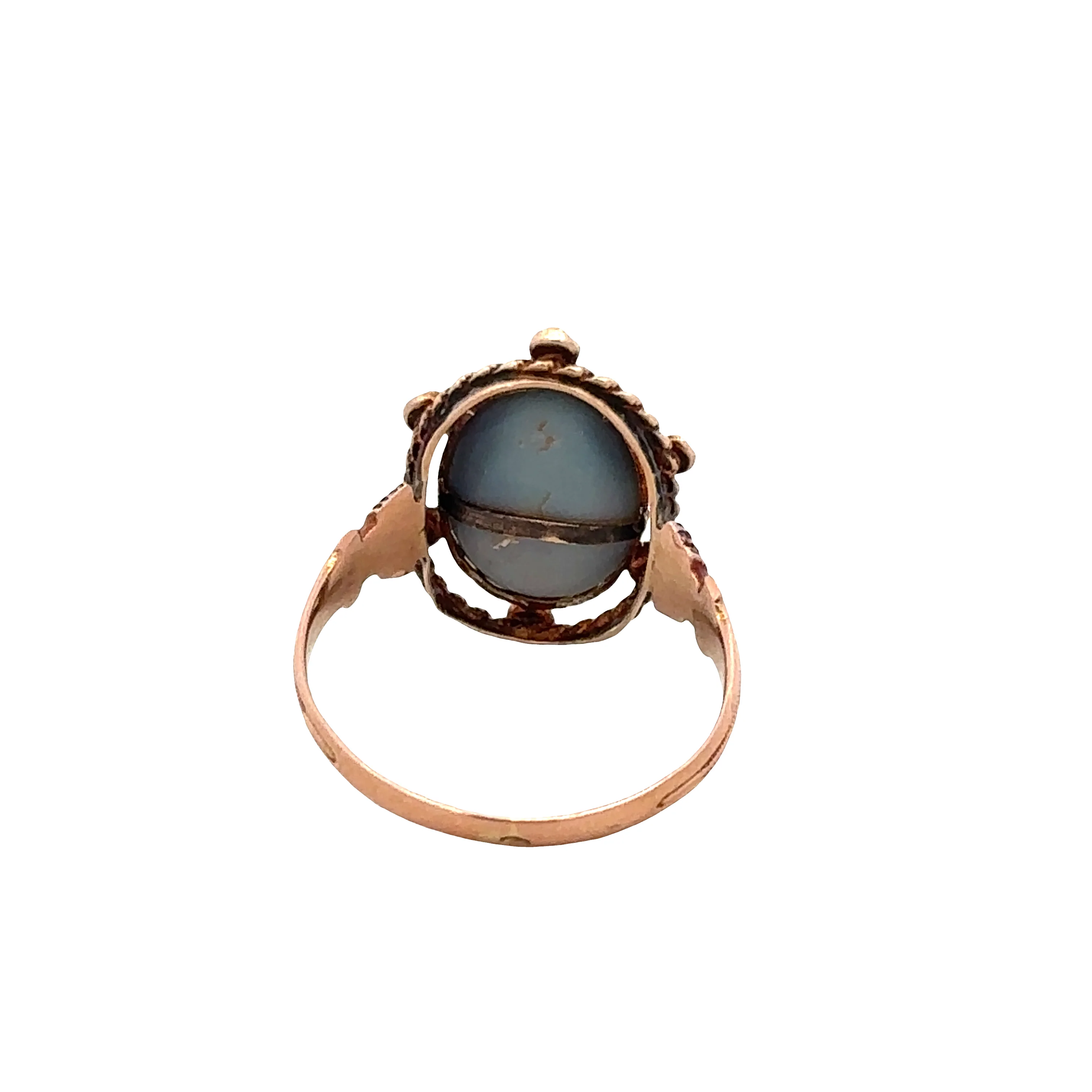 Antique 18k Rose Gold Opal & Rose-Cut Diamond Ring – Size 5.75 - Image 3