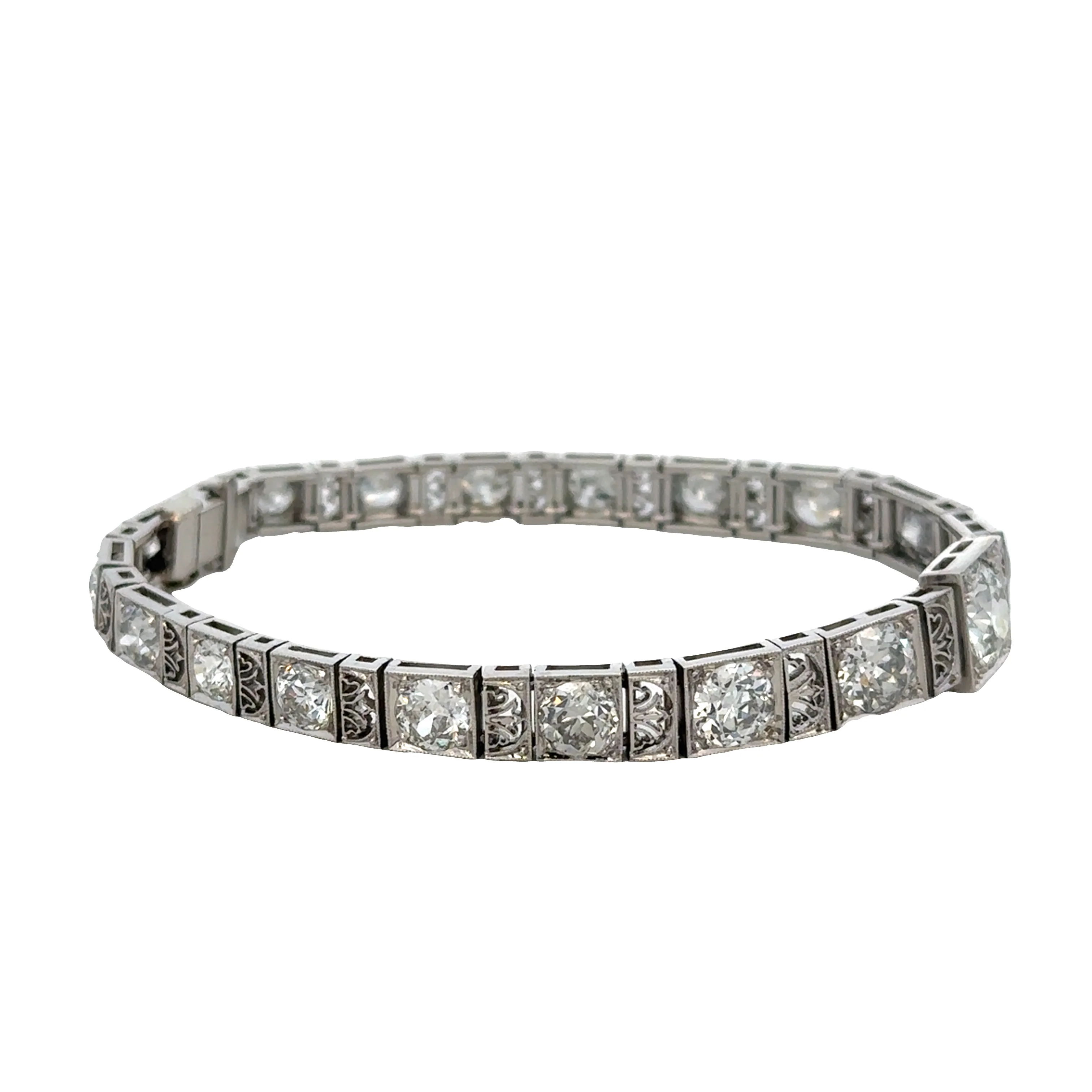Antique Art Deco Platinum Diamond Bracelet – 6.75", Circa 1920s - Image 2