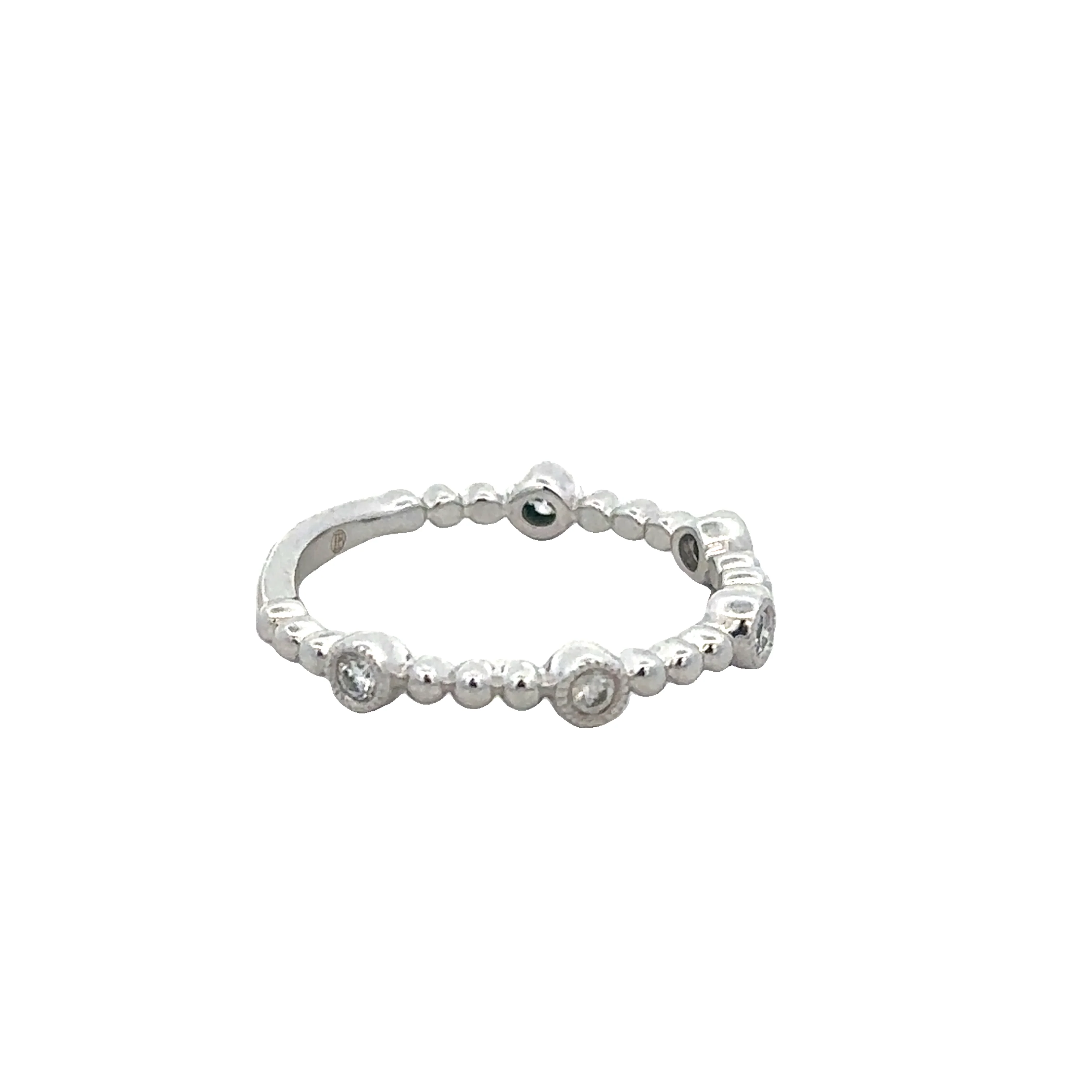 Beaded Diamond Band in White Gold - Image 2