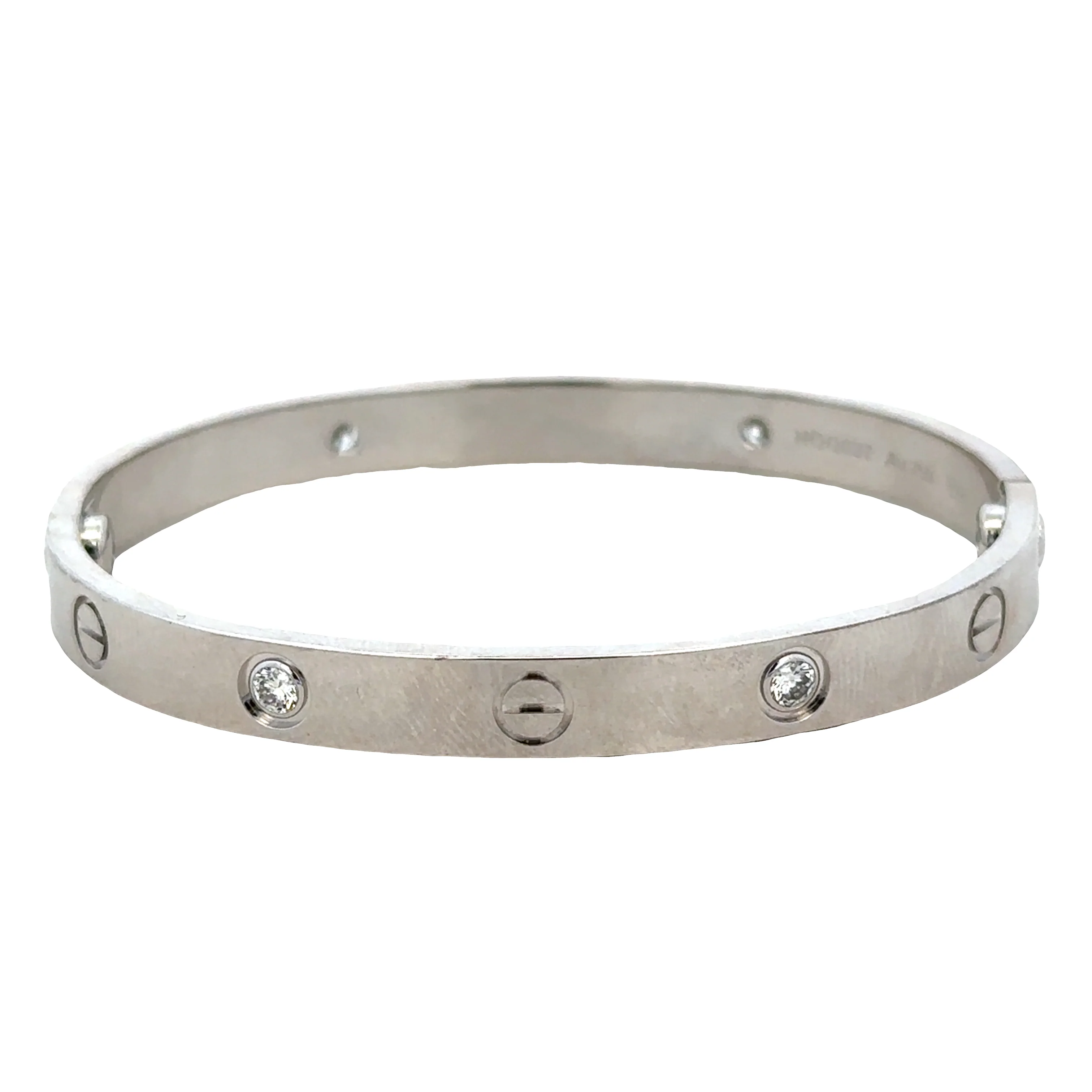 Estate Cartier Love 18k White Gold Diamond Bracelet – Size 17
