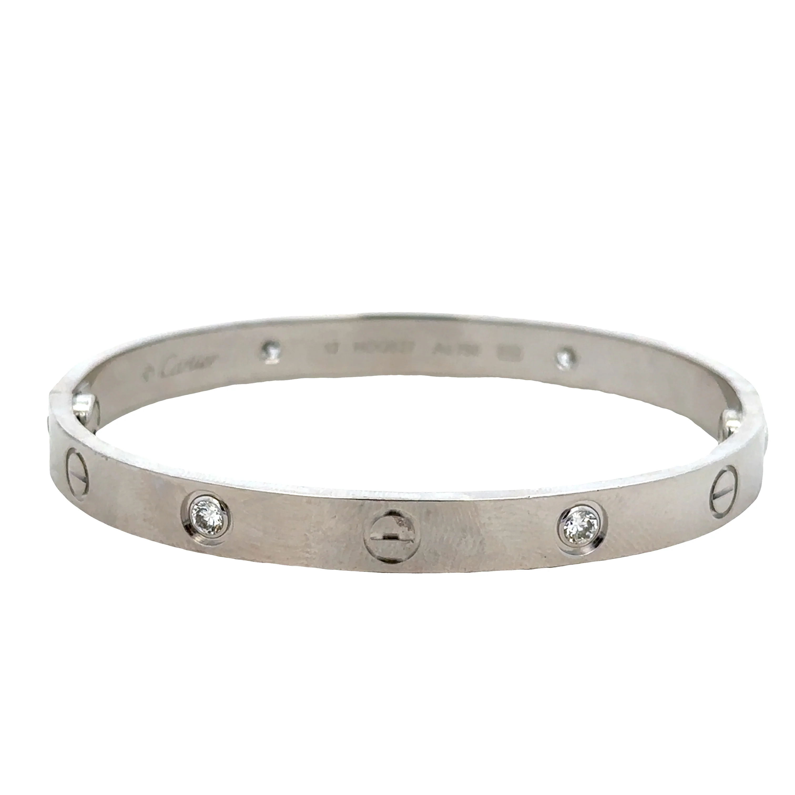 Estate Cartier Love 18k White Gold Diamond Bracelet – Size 17 - Image 2