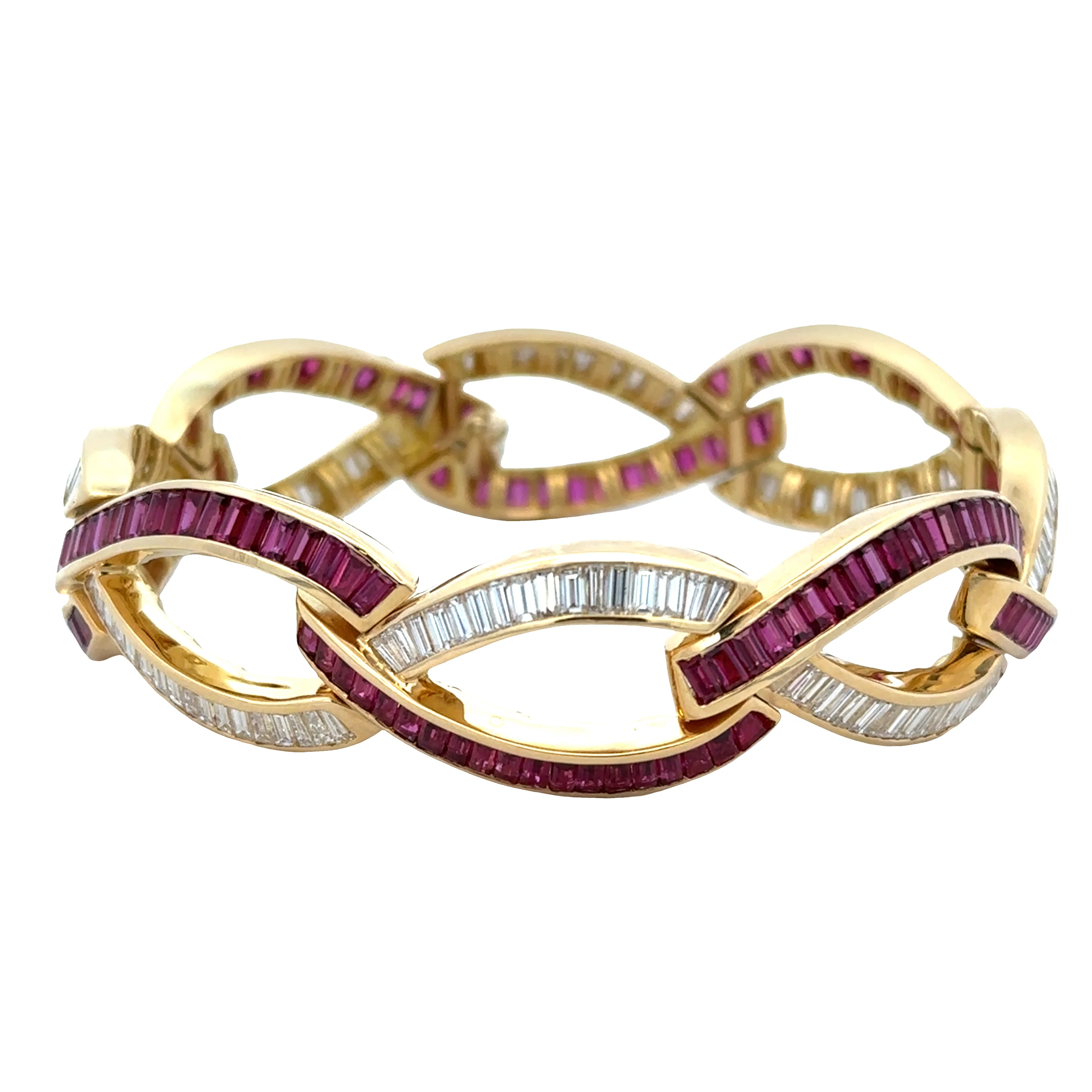 Estate Charles Krypell 18k Yellow Gold Infinity Bracelet with 8.58 CTW Rubies & 6.64 CTW Diamonds - Image 2
