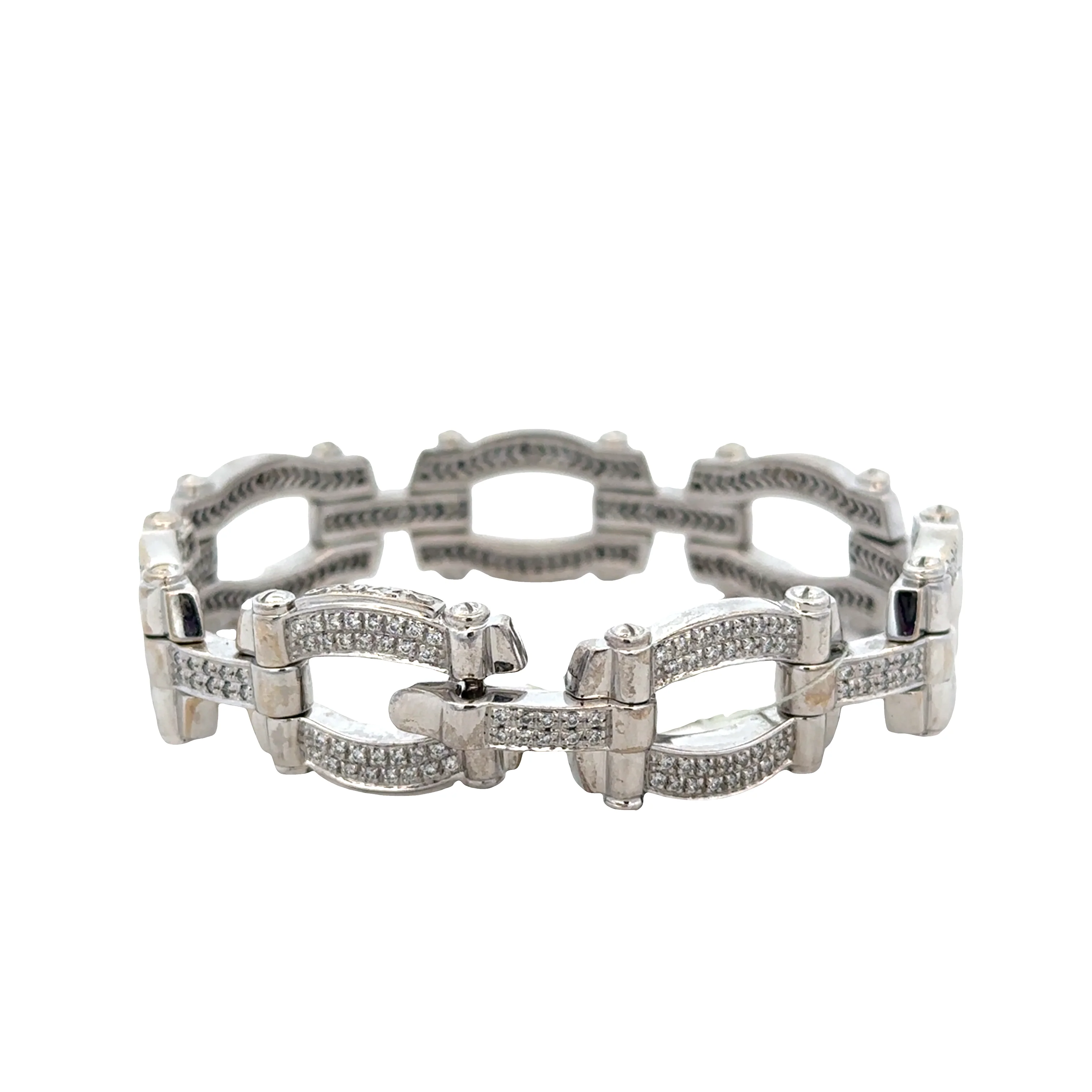 Estate Charriol 18k White Gold Diamond Link Bracelet – 1.34 CTW - Image 2