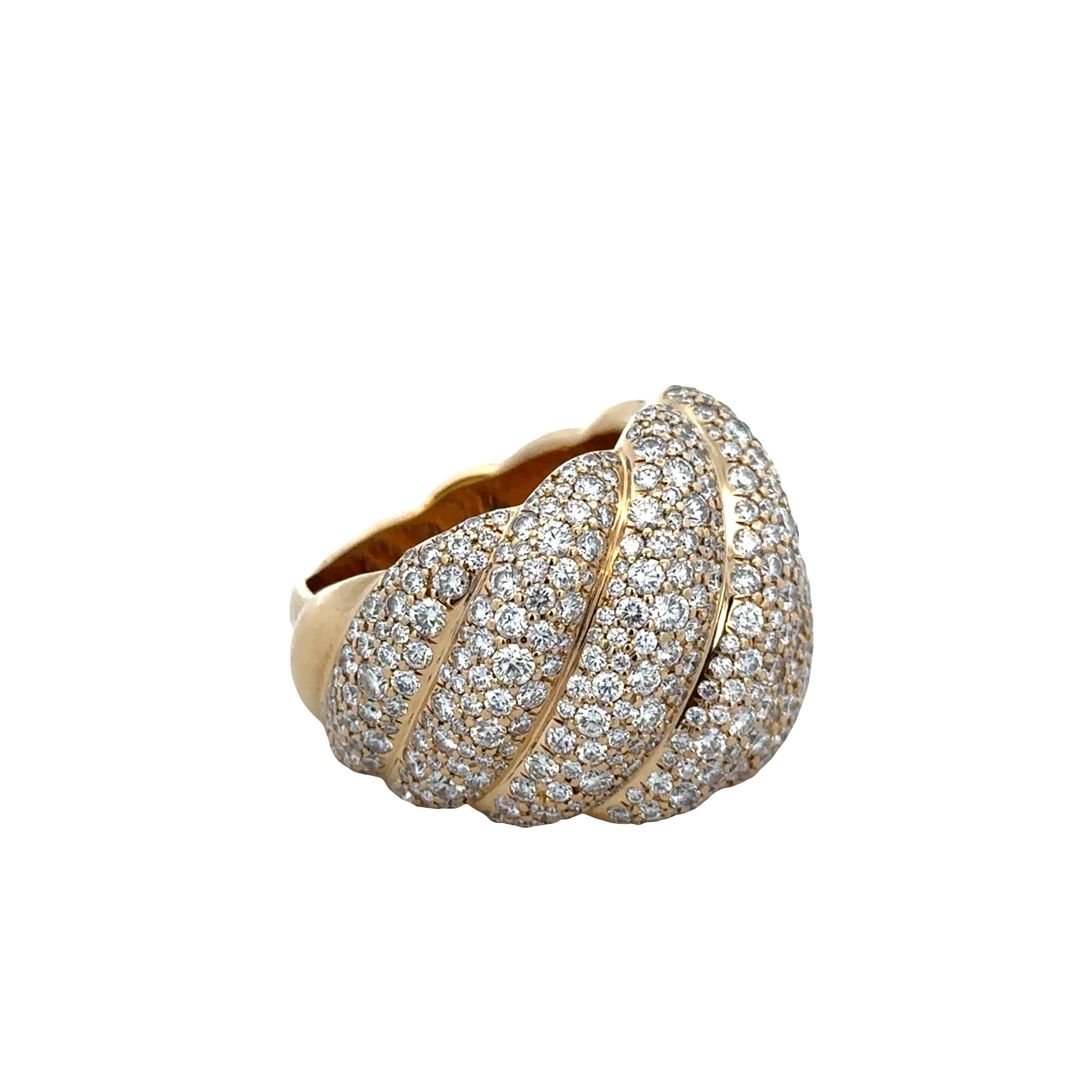 Estate David Yurman 18k Yellow Gold Diamond Dome Ring – Size 8 - Image 3