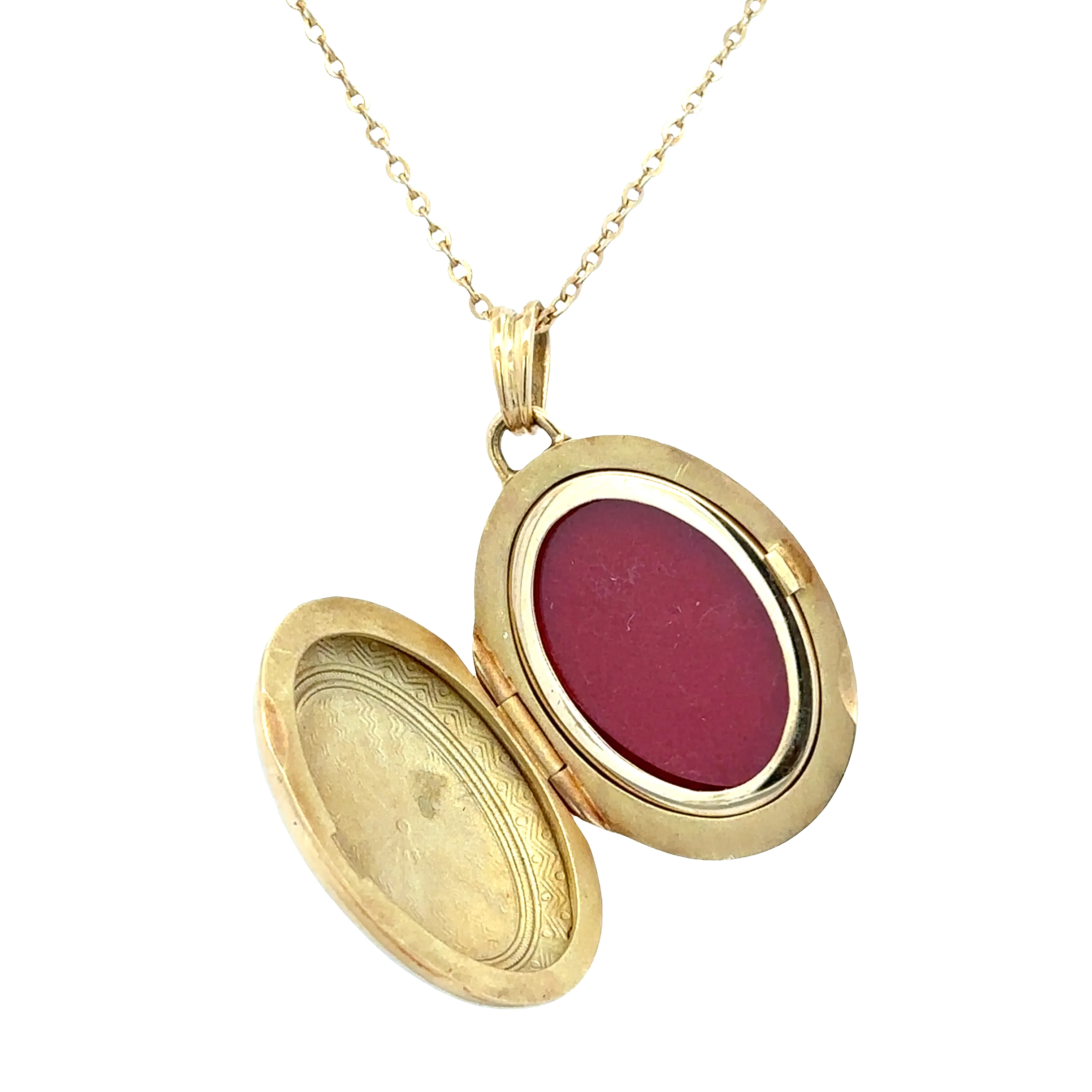 Estate Fabergé 18k Yellow Gold Blue Guilloché Enamel Locket Necklace – 20" - Image 2