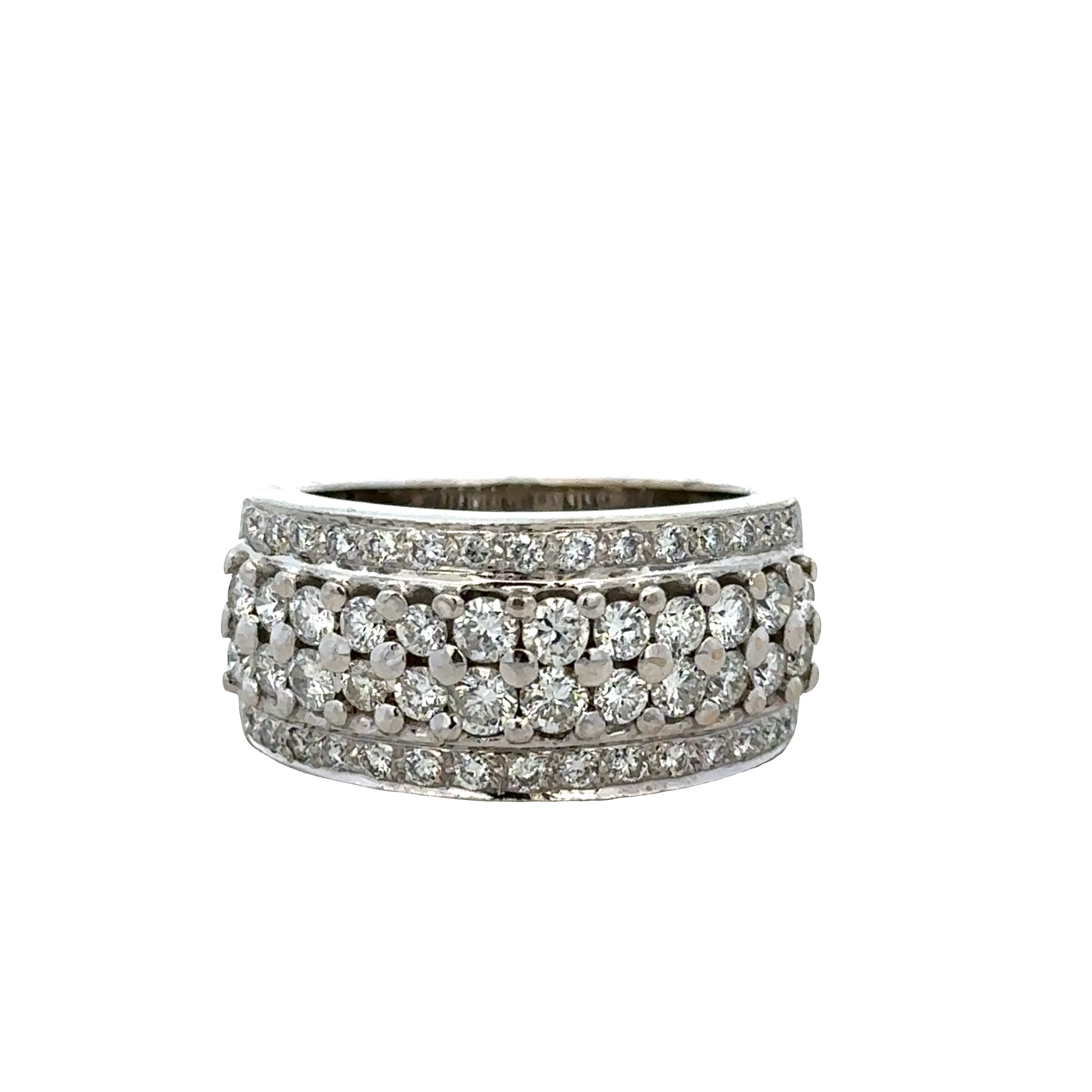 Estate LeVian 18k White Gold Diamond Band Ring – Size 6.75