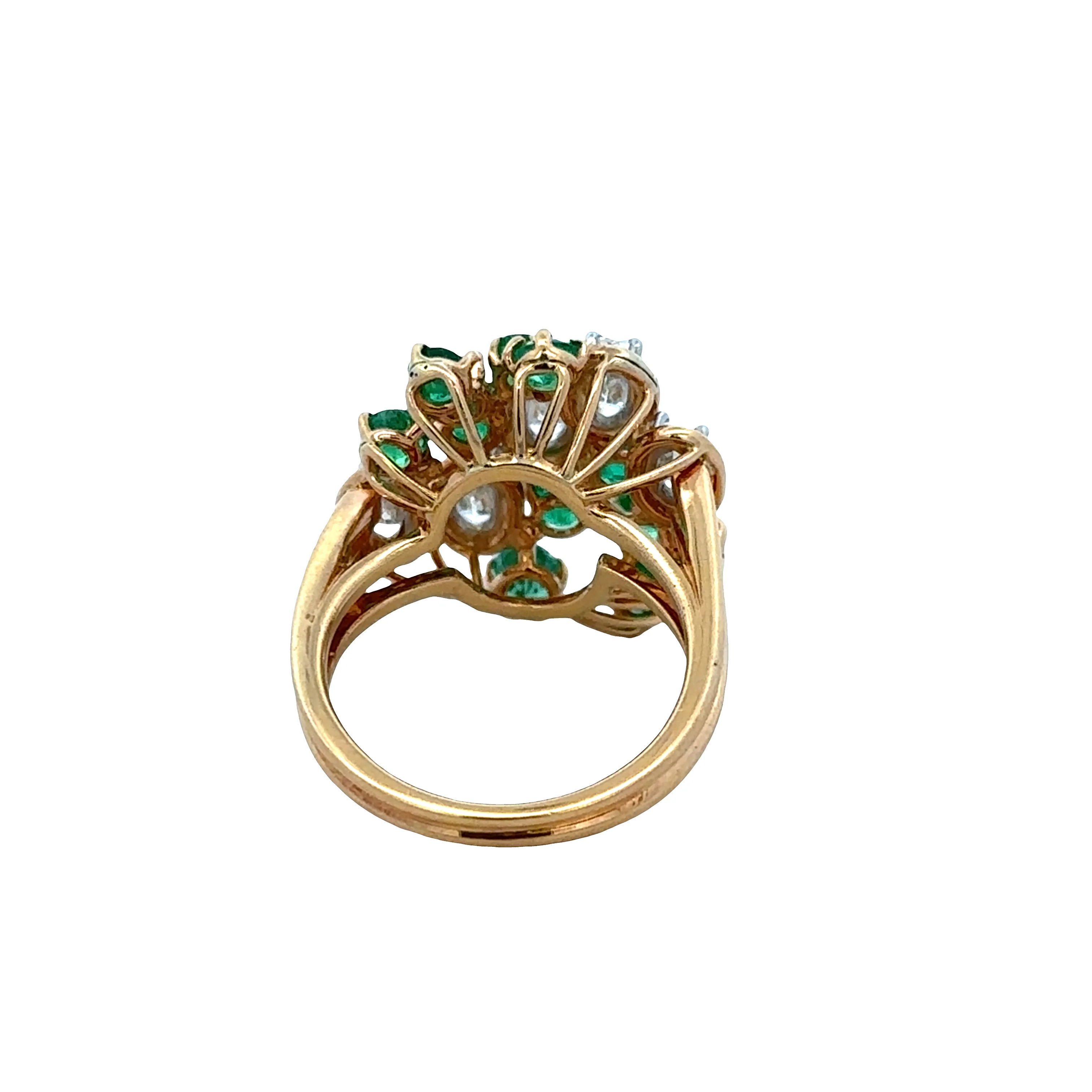Estate Oscar Heyman 18k Yellow Gold & Platinum Emerald and Diamond Ring – Size 5.75, Circa 1976 - Image 3