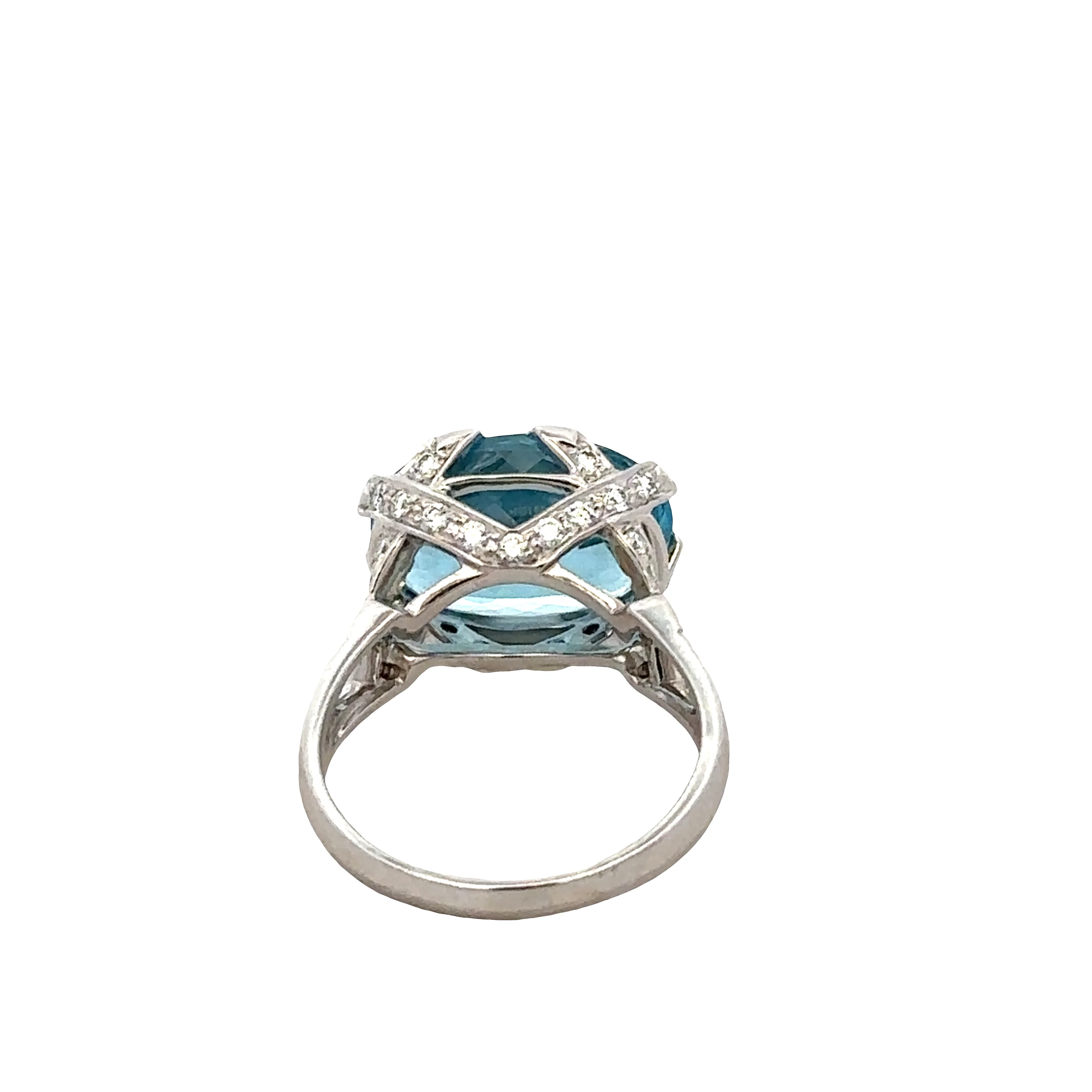 Estate Tiffany & Co. Aquamarine and Diamond Ring in 18k White Gold - Image 3